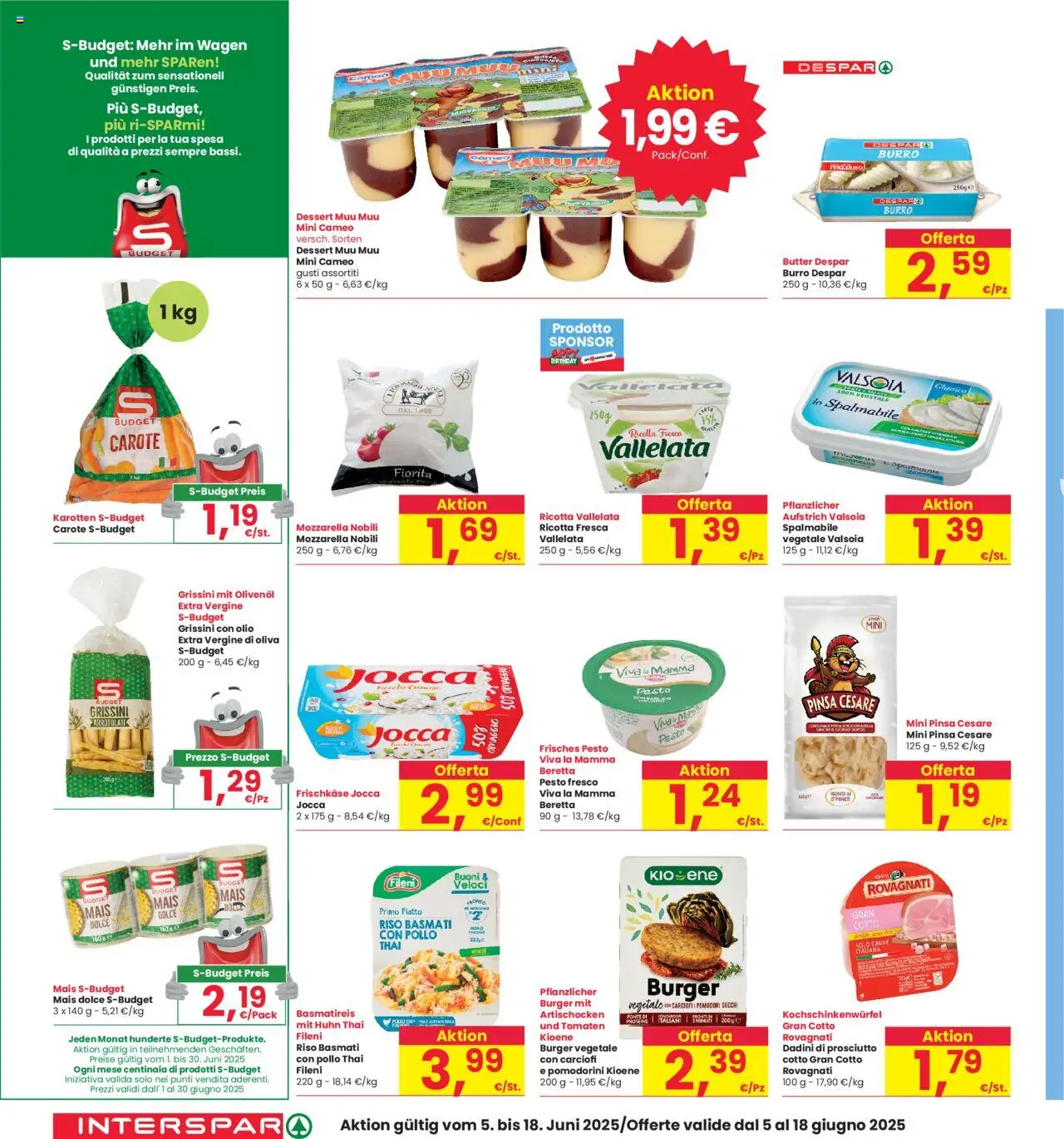 Volantino Interspar del 05.06.2025 | Pagina: 18 | Prodotti: Pomodorini, Prosciutto Cotto, Riso, Piatto