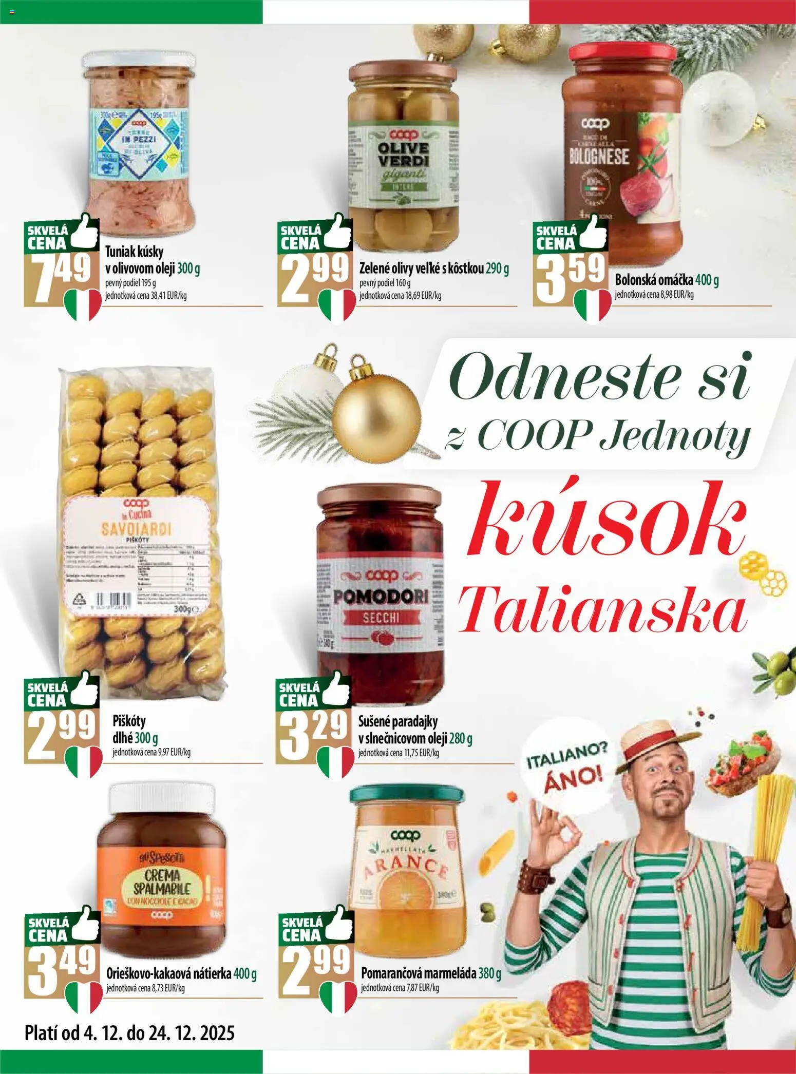 Nové COOP Jednota akcie – leták je platný od 04.12.2025 | Strana: 8 | Produkty: Tuniak, Paradajky, Omáčka