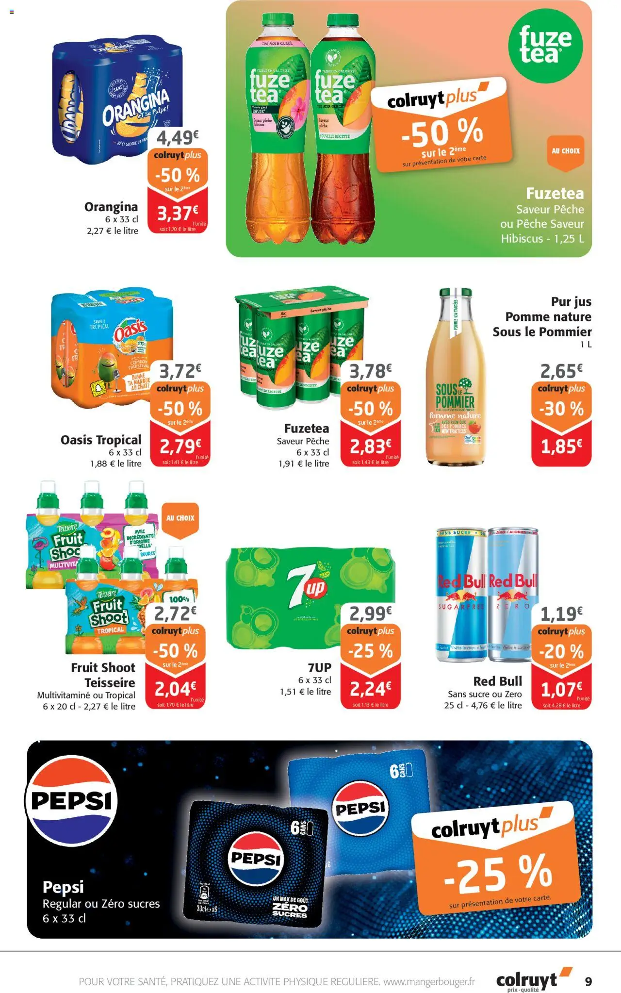  | Page: 9 | Produits: Sucre, Oasis tropical, Red bull, Jus