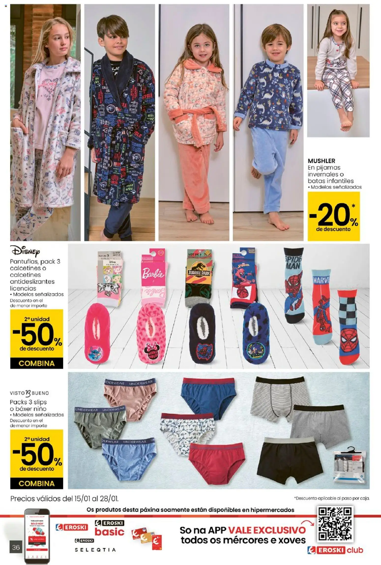 Eroski - Quen ben te quere farache aforrar │ válido desde el 15.01.2026 | Página: 36 | Productos: Bóxer niño