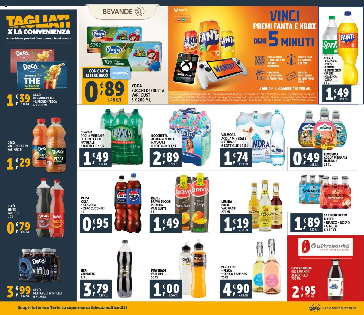 Volantino Decò del 20.01.2026 | Pagina: 16 | Prodotti: Chinotto, Pesca, The, Acqua minerale
