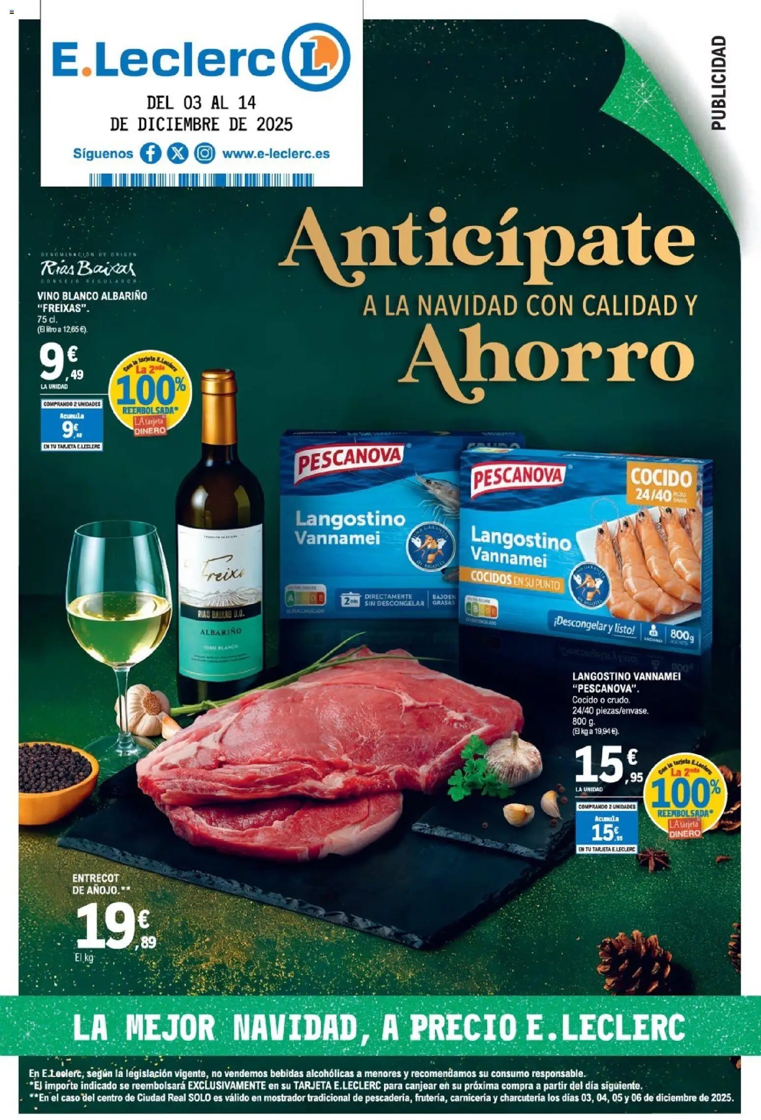 E.Leclerc folleto │ válido desde el 03.12.2025 | Página: 1 | Productos: Vino, Langostino