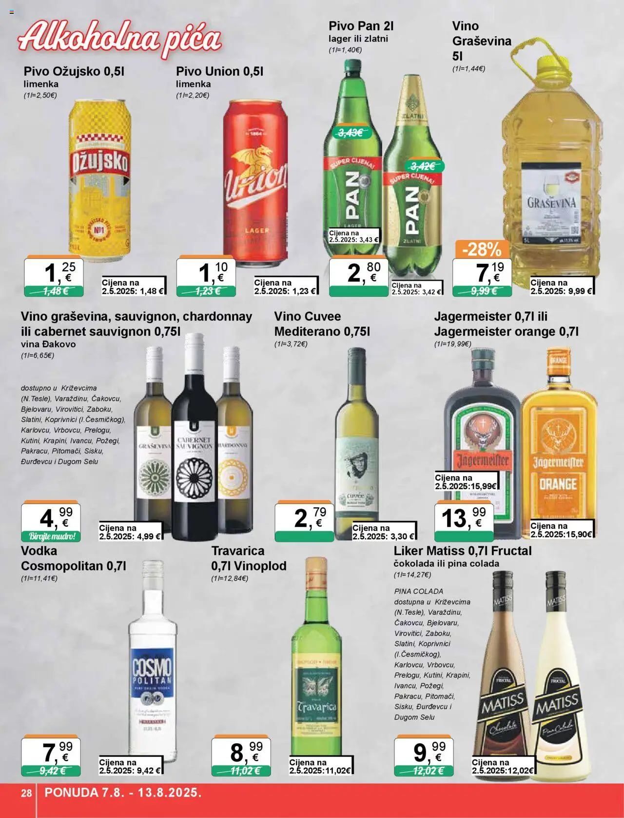 KTC katalog | vrijedi od 07.08.2025 | Stranica: 28 | Proizvodi: Pica, Vino, Pivo, Ožujsko