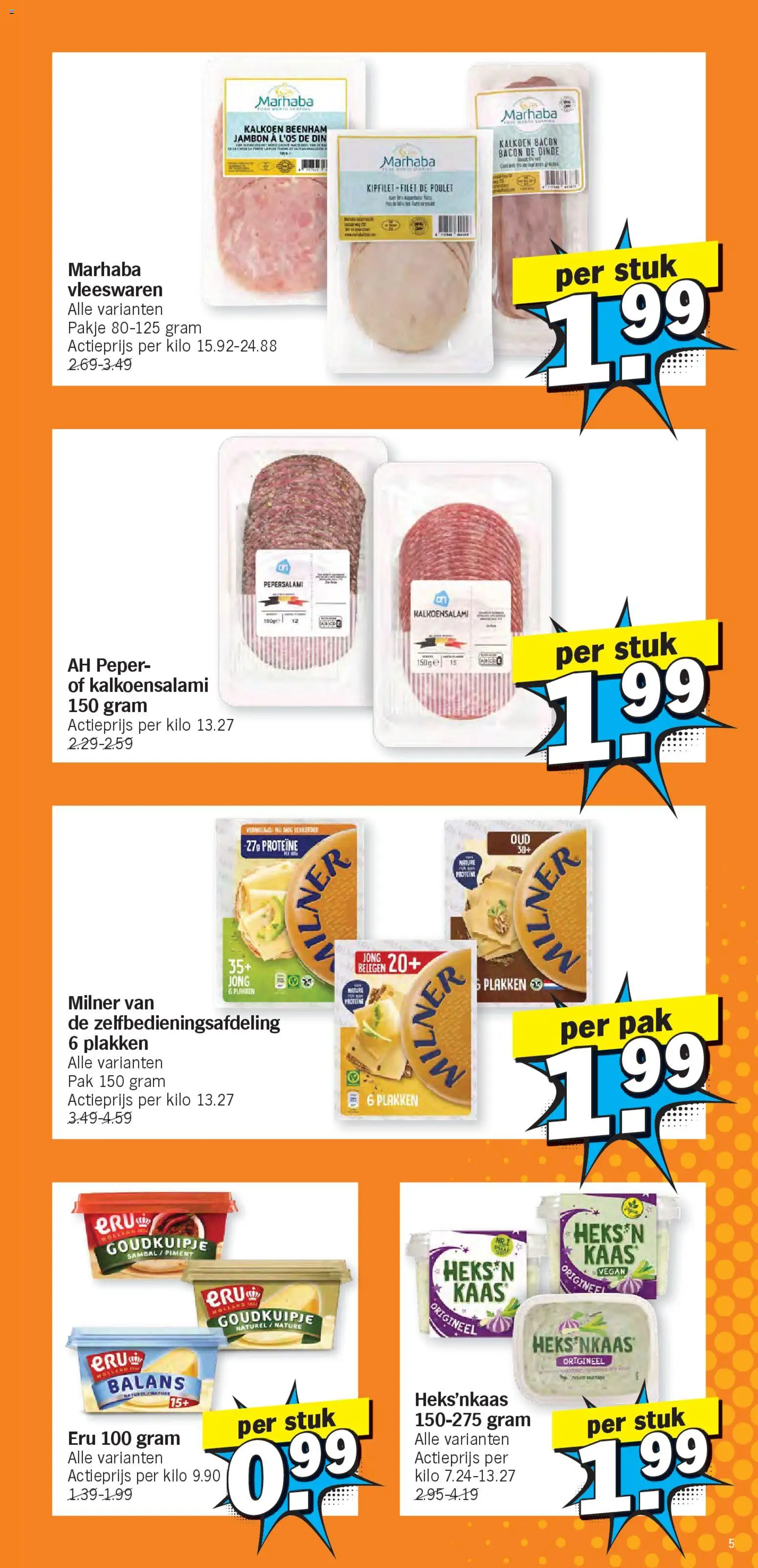 {H1} | Pagina: 5 | Producten: Bacon, Peper, Kaas