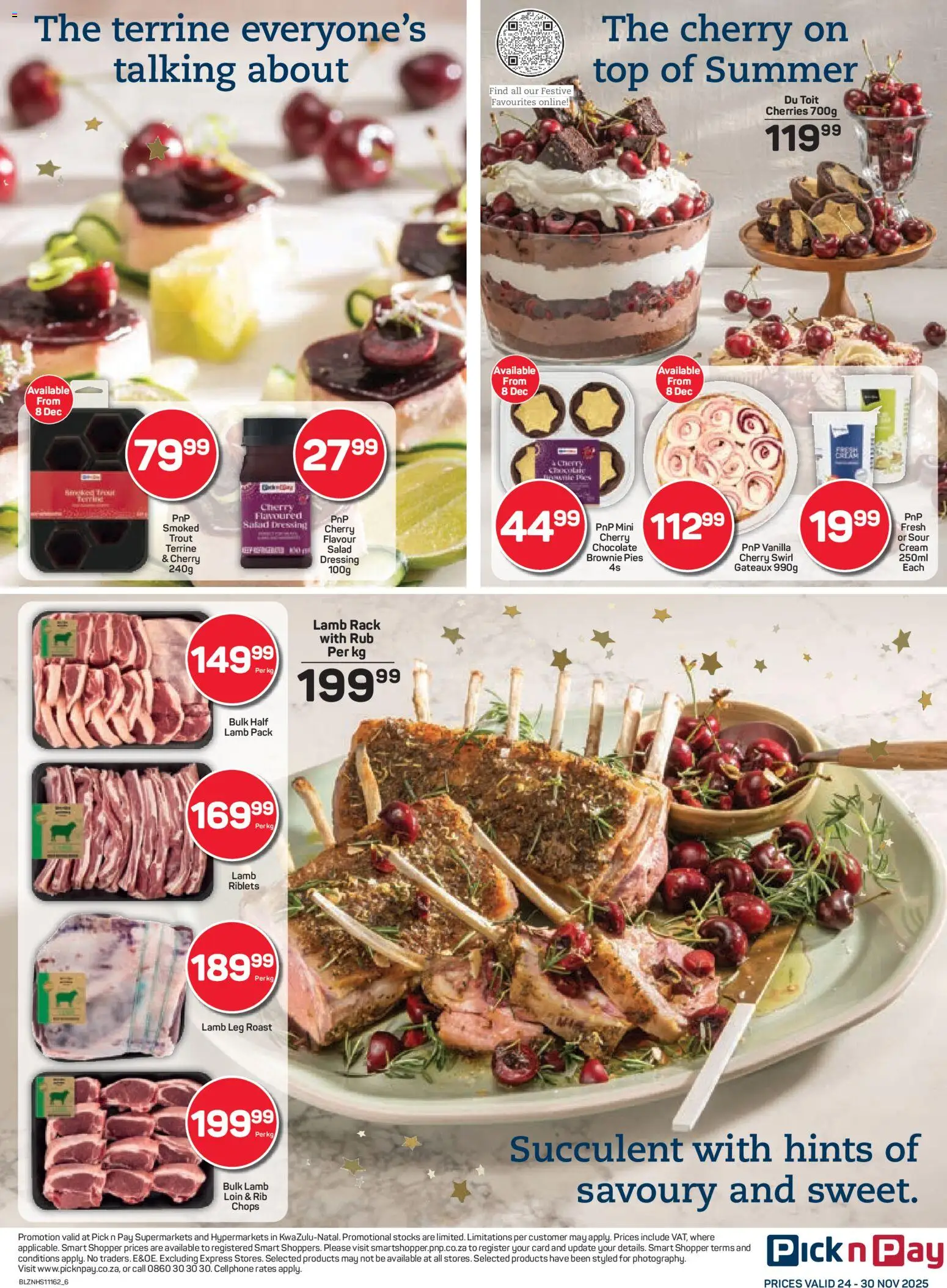 New Pick n Pay catalogue – valid from 24.11.2025 | Page: 6 | Products: Cherries, Salad dressing, Chocolate, Salad