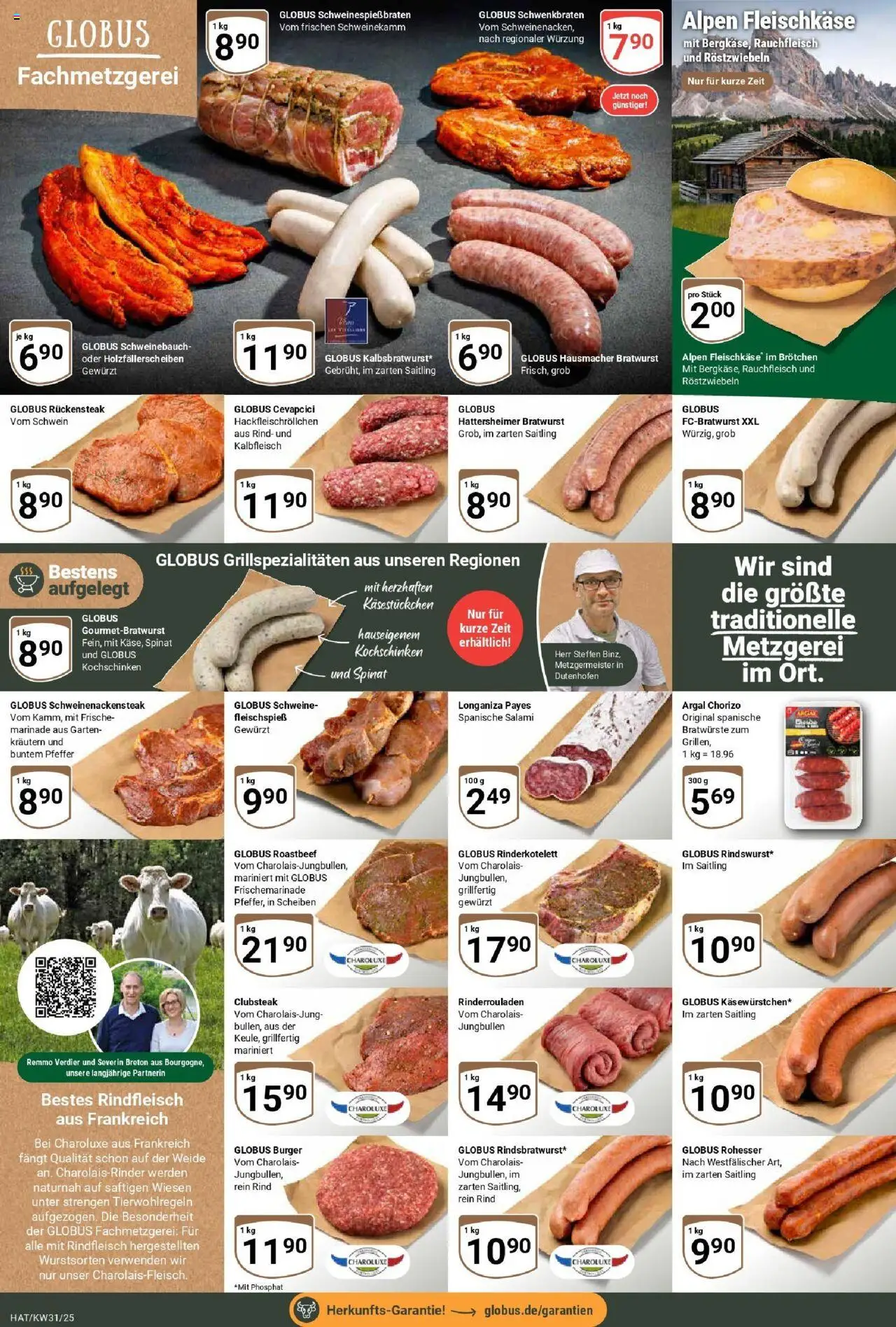Globus prospekt Hattersheim	 - gültig ab dem 28.07.2025 | Seite: 8 | Produkte: Bratwurst, Roastbeef, Salami, Rindfleisch