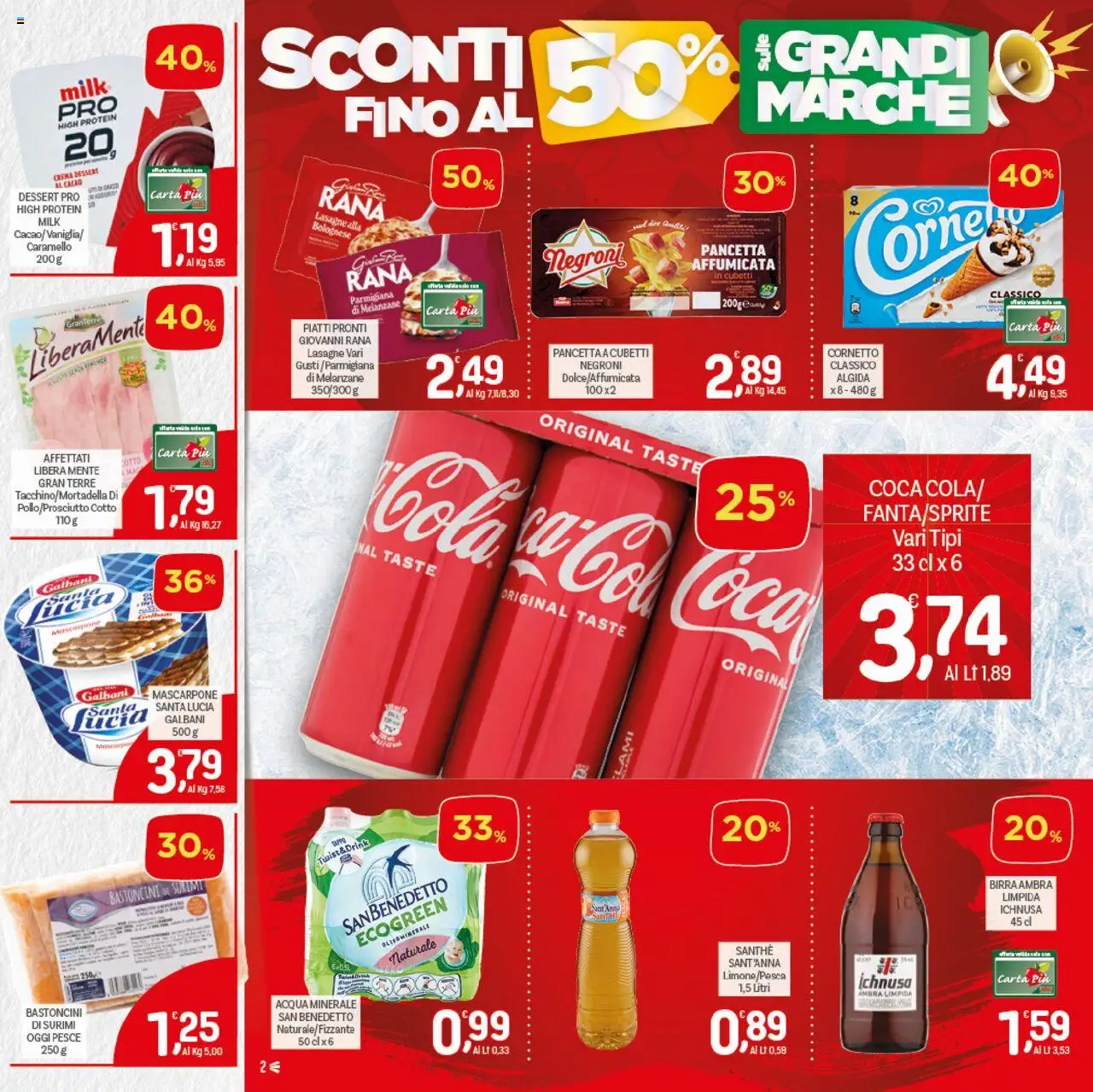 Volantino CRAI del 18.09.2025 | Pagina: 2 | Prodotti: Surimi, Acqua, Mascarpone, Acqua minerale
