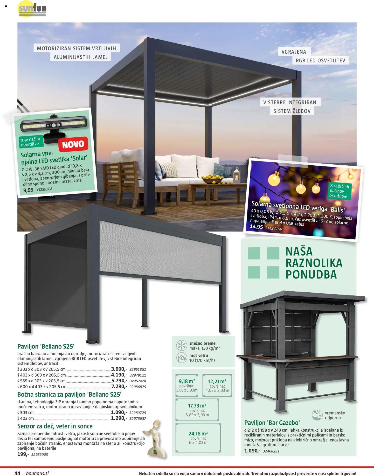 Novi Bauhaus katalog ponudbe – veljaven od 22.04.2026 | Stran: 44 | Izdelki: Led svetilka, Paviljon, Usb, Svetilka