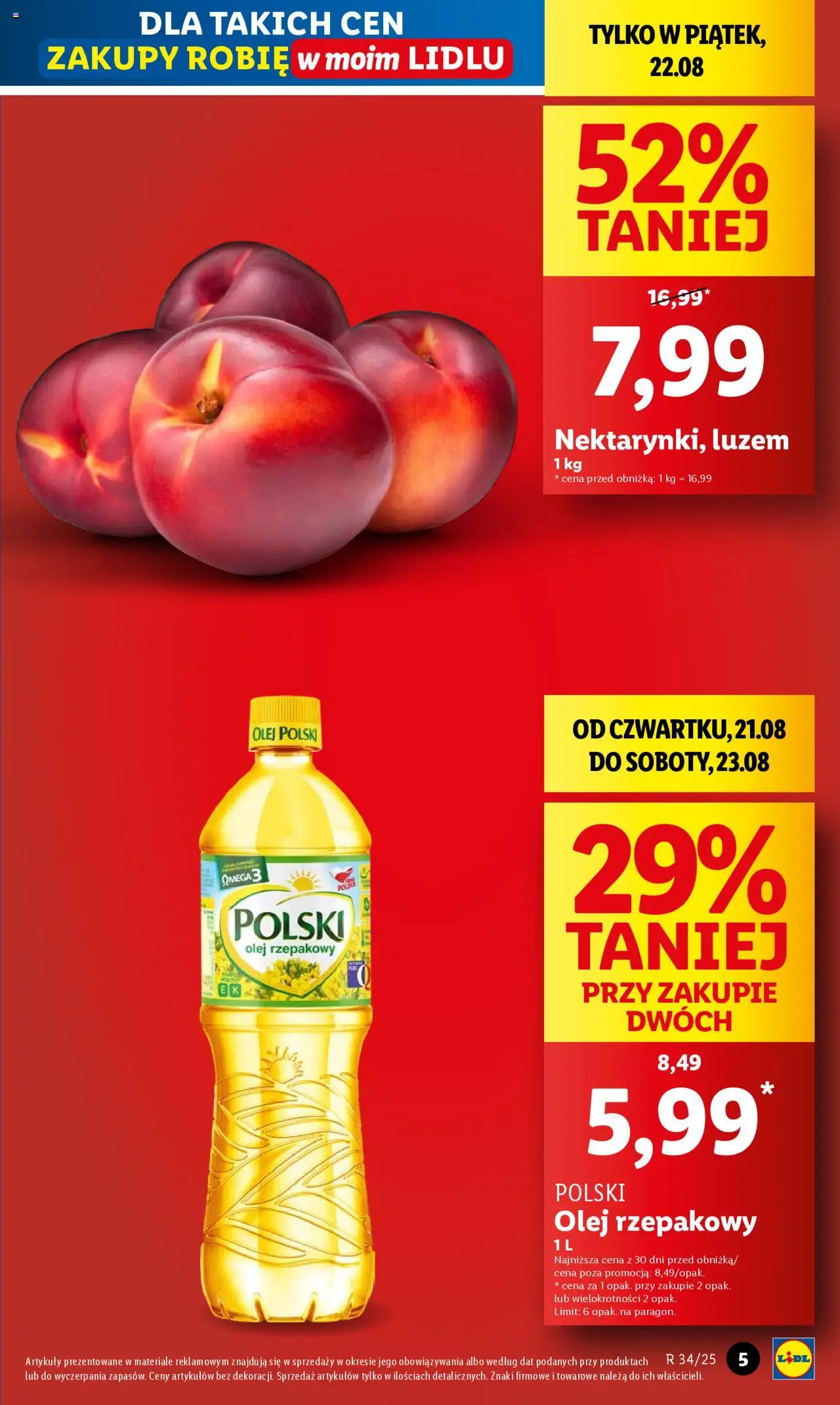 Lidl Gazetka od 21.08.2025 | Strona: 5 | Produkty: Olej rzepakowy, Olej