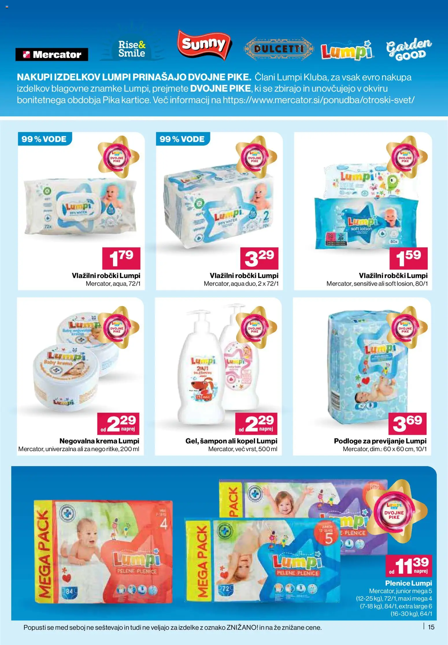 Novi Mercator katalog ponudbe – veljaven od 22.01.2026 | Stran: 15 | Izdelki: Kopel, Plenice, Robčki, Sampon