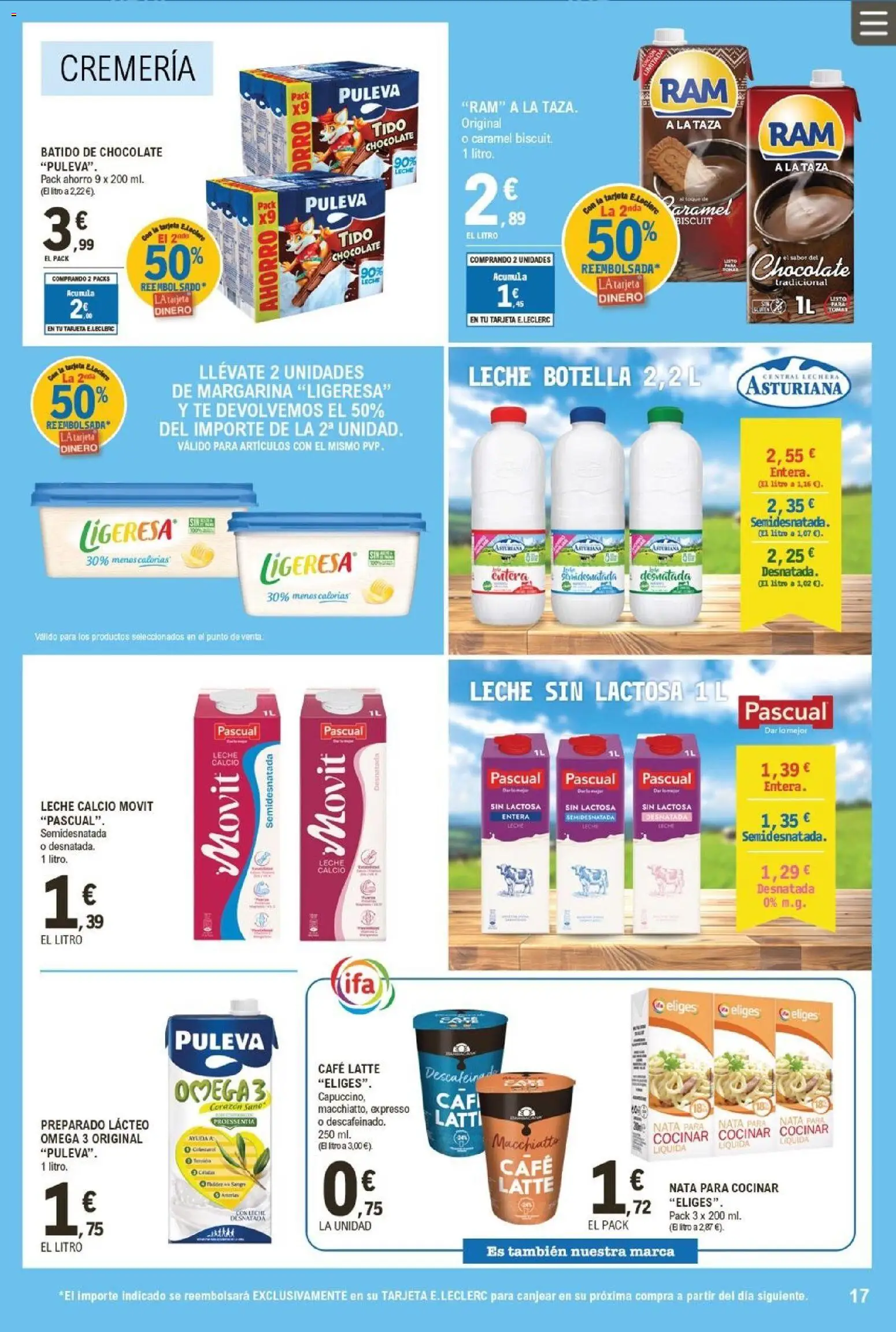 E.Leclerc folleto │ válido desde el 19.11.2025 | Página: 17 | Productos: Leche sin lactosa, Δοχείο φοντί, Chocolate, Té