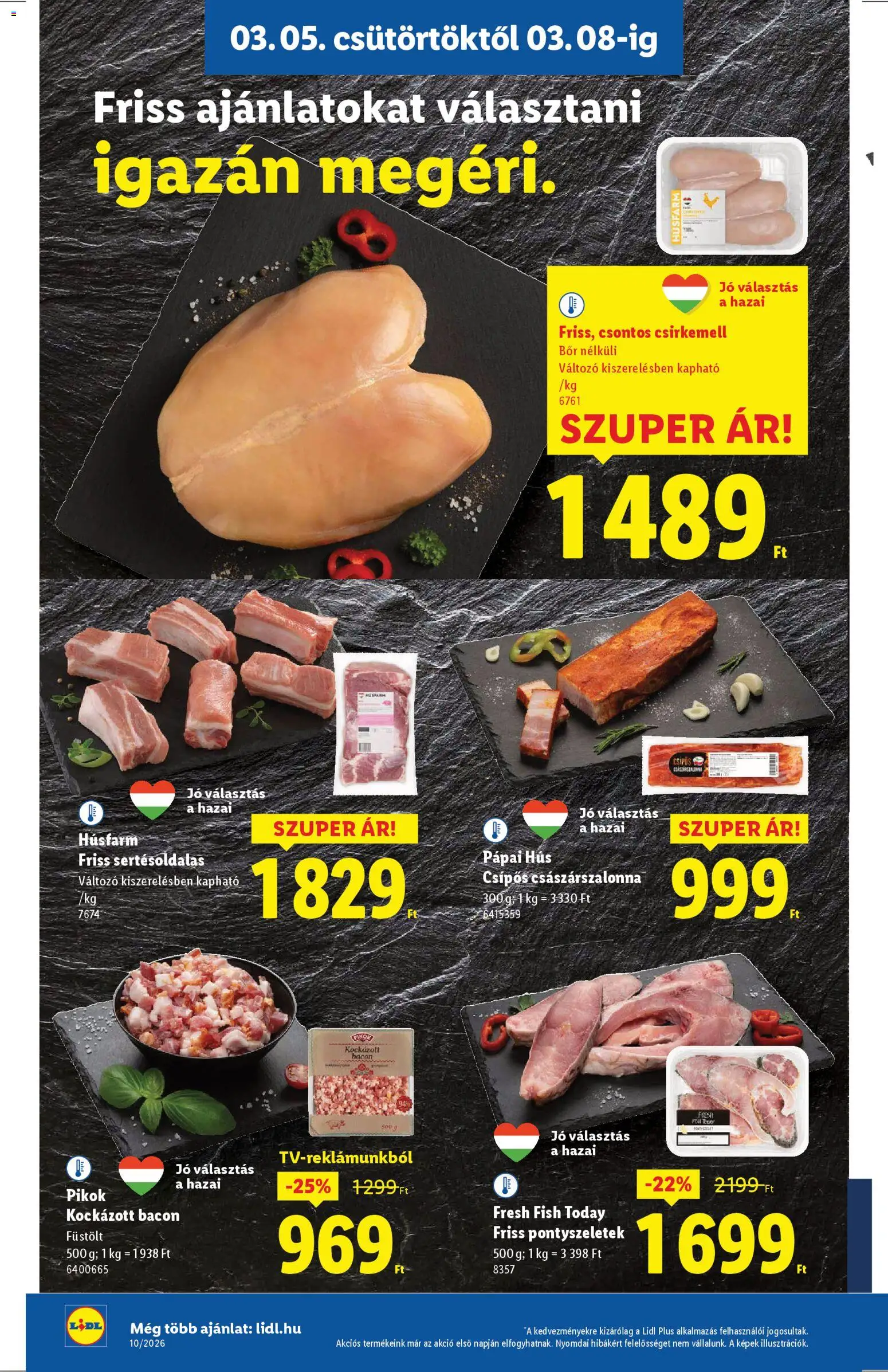 Lidl akciós ujság - amely érvényes a következő dátumtól: 05.03.2026 | Oldal: 4 | Termékek: Bacon, Császárszalonna, Bor, Csirkemell