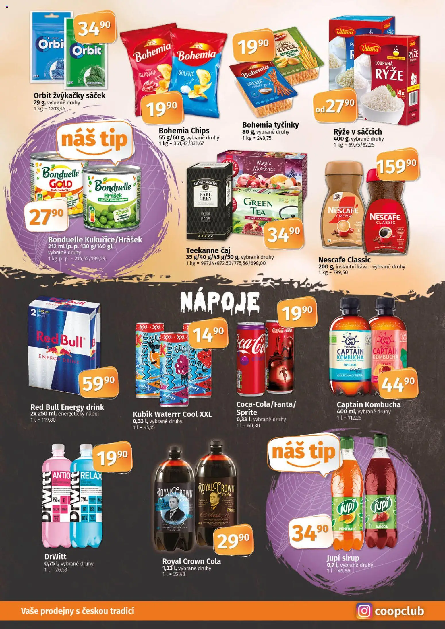 Coop leták - Tuty od 22.10.2025 | Strana: 6 | Produkty: Tyčinky, Drwitt, Sirup, Nescafé