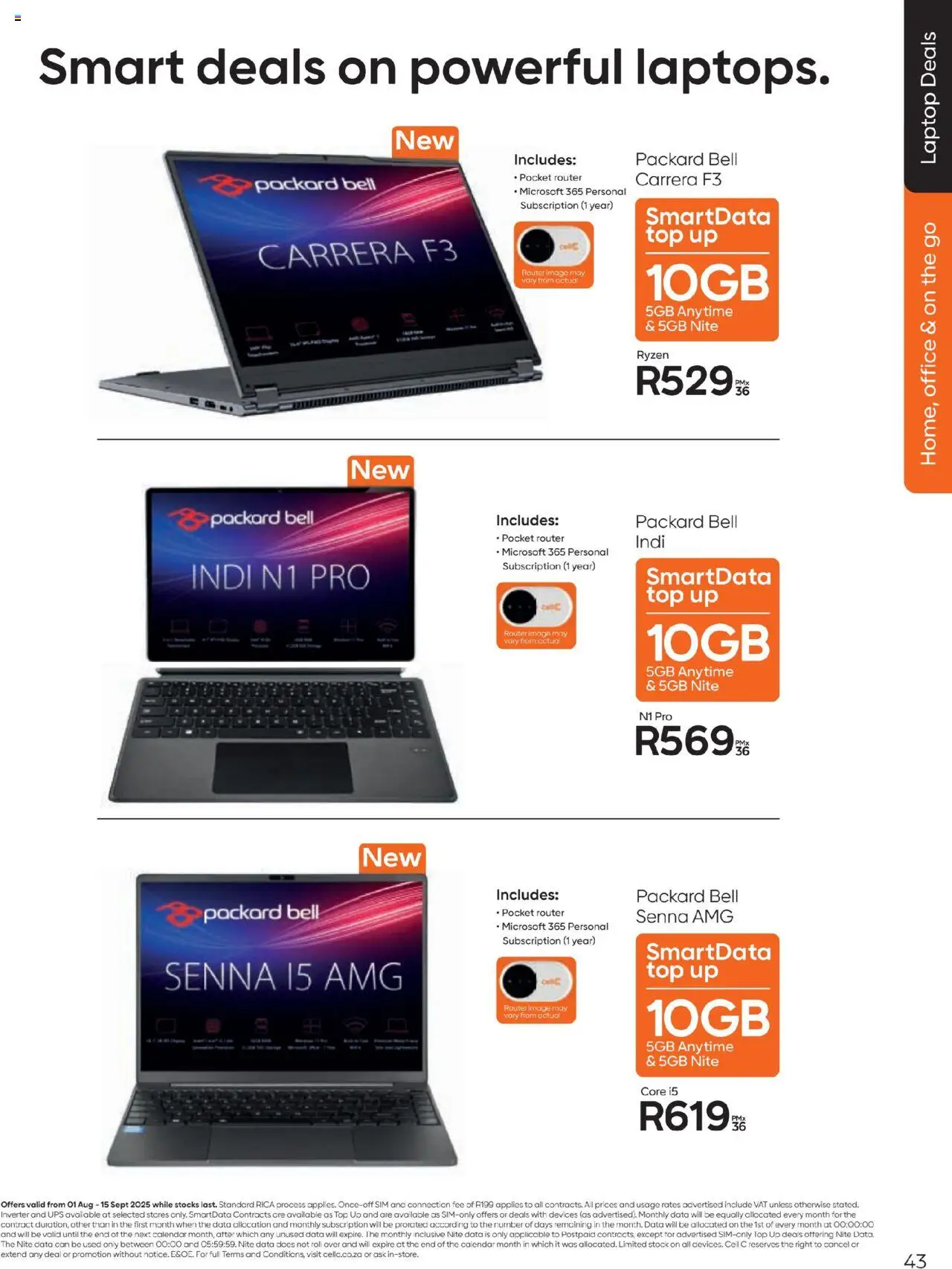 Cell C - Contract Deals │ valid from 01.08.2025 | Page: 43 | Products: Data, Sim, Router, Stock