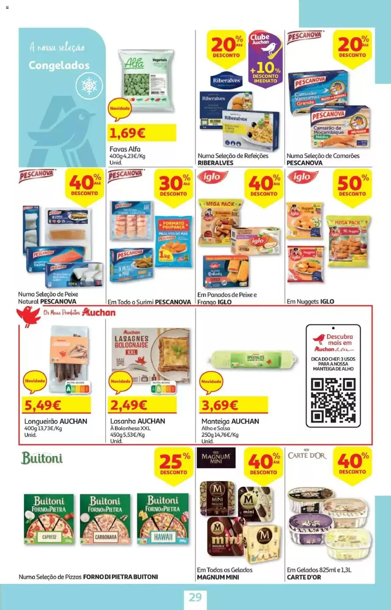 Auchan - Folheto Viagem e Praia │ válido de 02.06.2025 | Página: 29 | Produtos: Frango, Pizza, Peixe, Nuggets