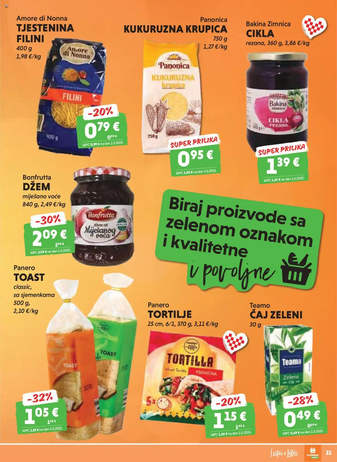 Studenac katalog | vrijedi od 10.09.2025 | Stranica: 21 | Proizvodi: Krupica, Tjestenina, Džem, Cikla