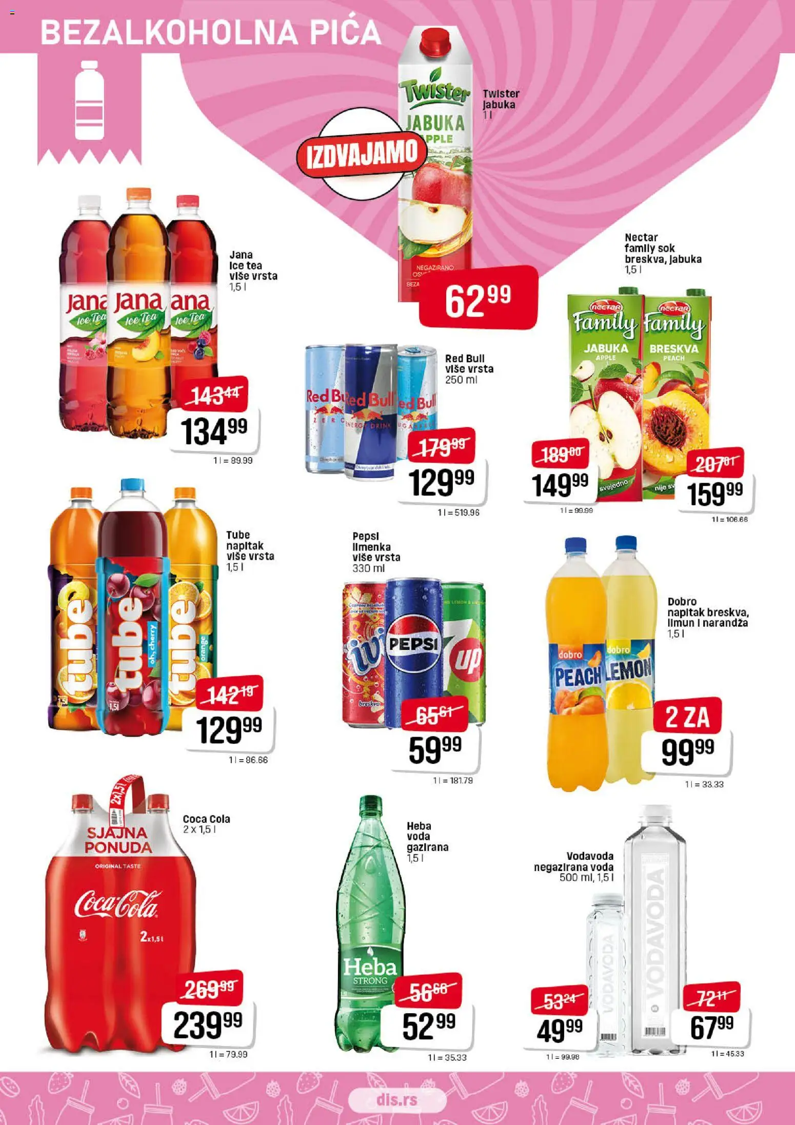 DIS katalog - važi od 26.02.2026 | Strana: 10 | Proizvode: Negazirana voda, Voda, Sok, Pepsi