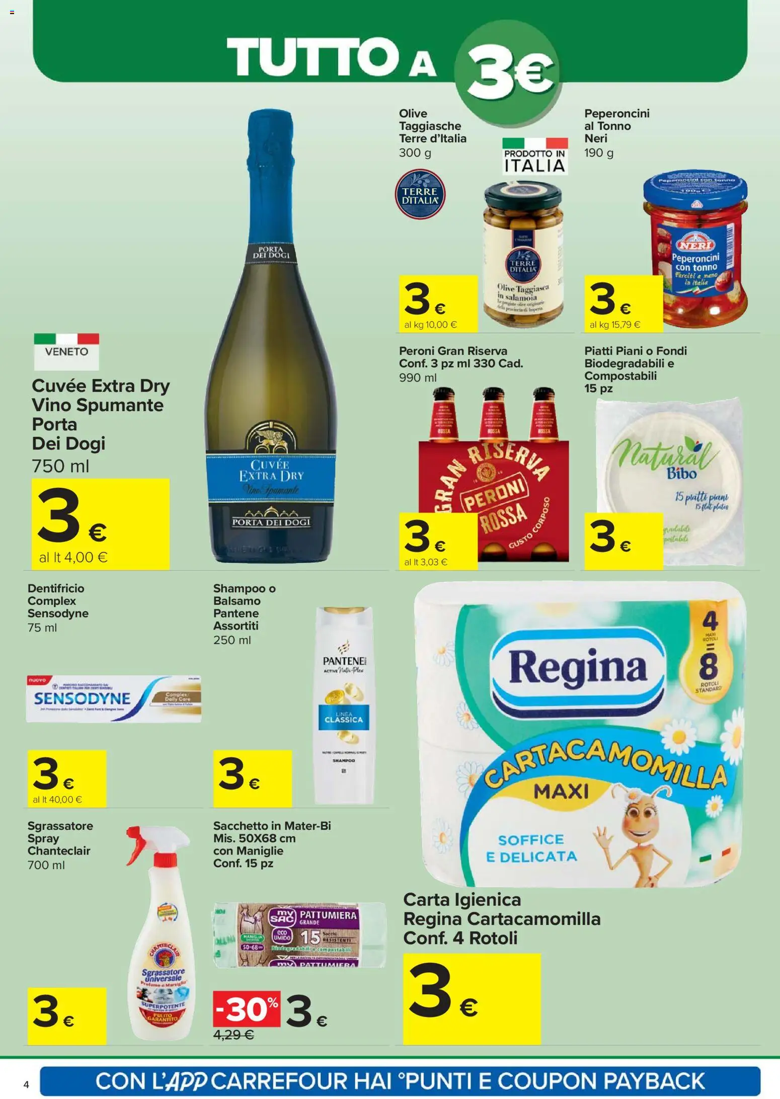 Volantino Carrefour del 26.02.2026 | Pagina: 4 | Prodotti: Shampoo, Carta igienica, Sgrassatore, Profumo