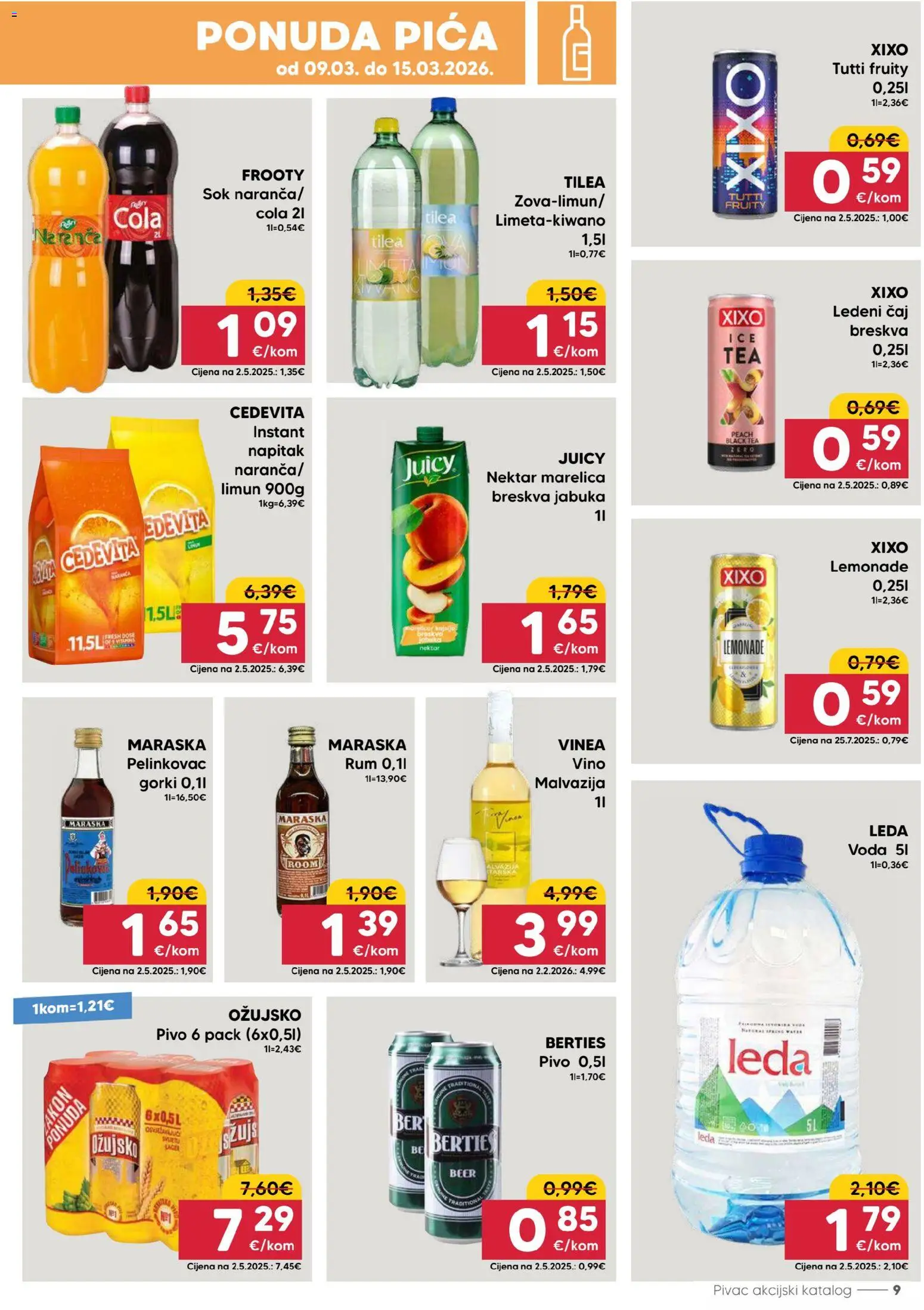 Pivac katalog | vrijedi od 09.03.2026 | Stranica: 9 | Proizvodi: Pica, Sok, Pivo, Rum
