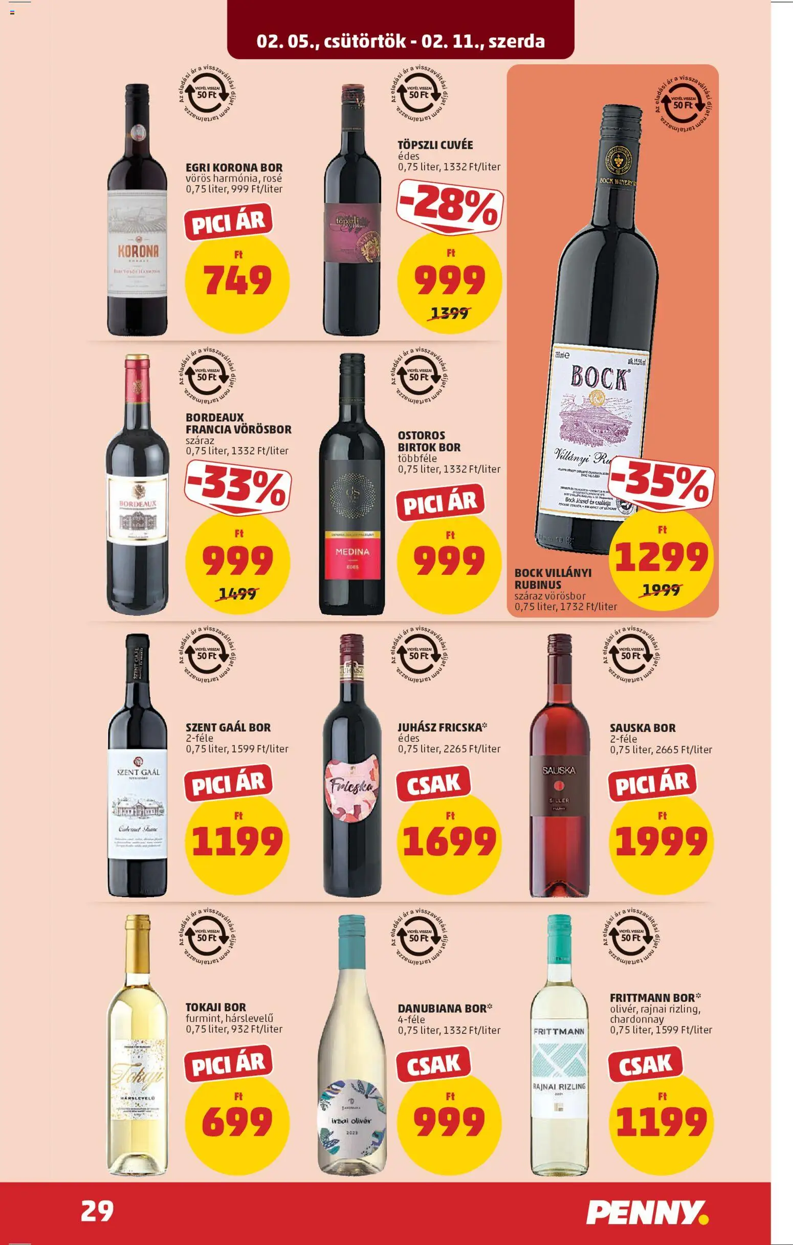 PENNY akciós ujság - amely érvényes a következő dátumtól: 05.02.2026 | Oldal: 33 | Termékek: Bor, Vörösbor