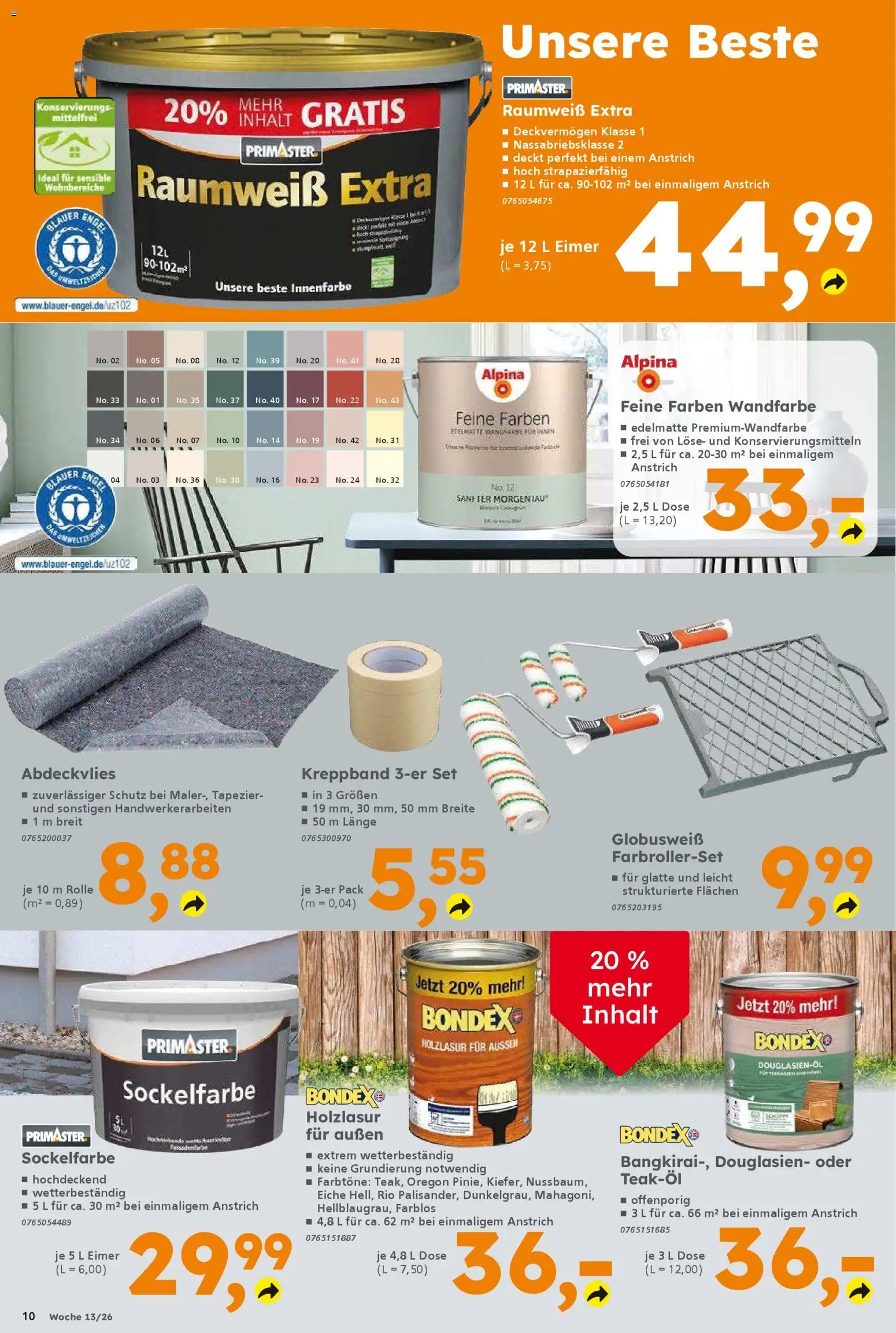 Globus Baumarkt Prospekt Schweinfurt – gültig ab 22.03.2026 | Seite: 10 | Produkte: Wandfarbe