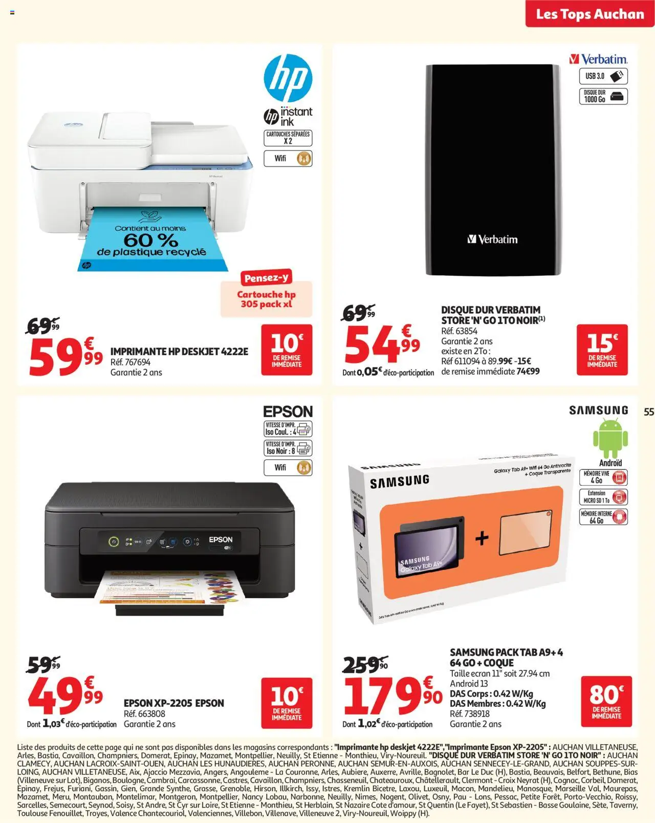 {H1} | Page: 55 | Produits: Imprimante, Disque dur, Cartouche HP 305, Store