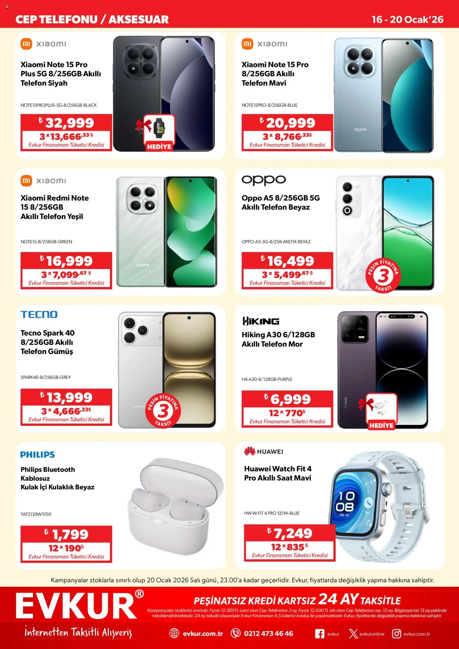 Evkur Katalog - 16.01.2026 tarihinden itibaren geçerlidir | Sayfa: 2 | Ürünler: Akıllı saat, Saat, Kulaklık, Ocak