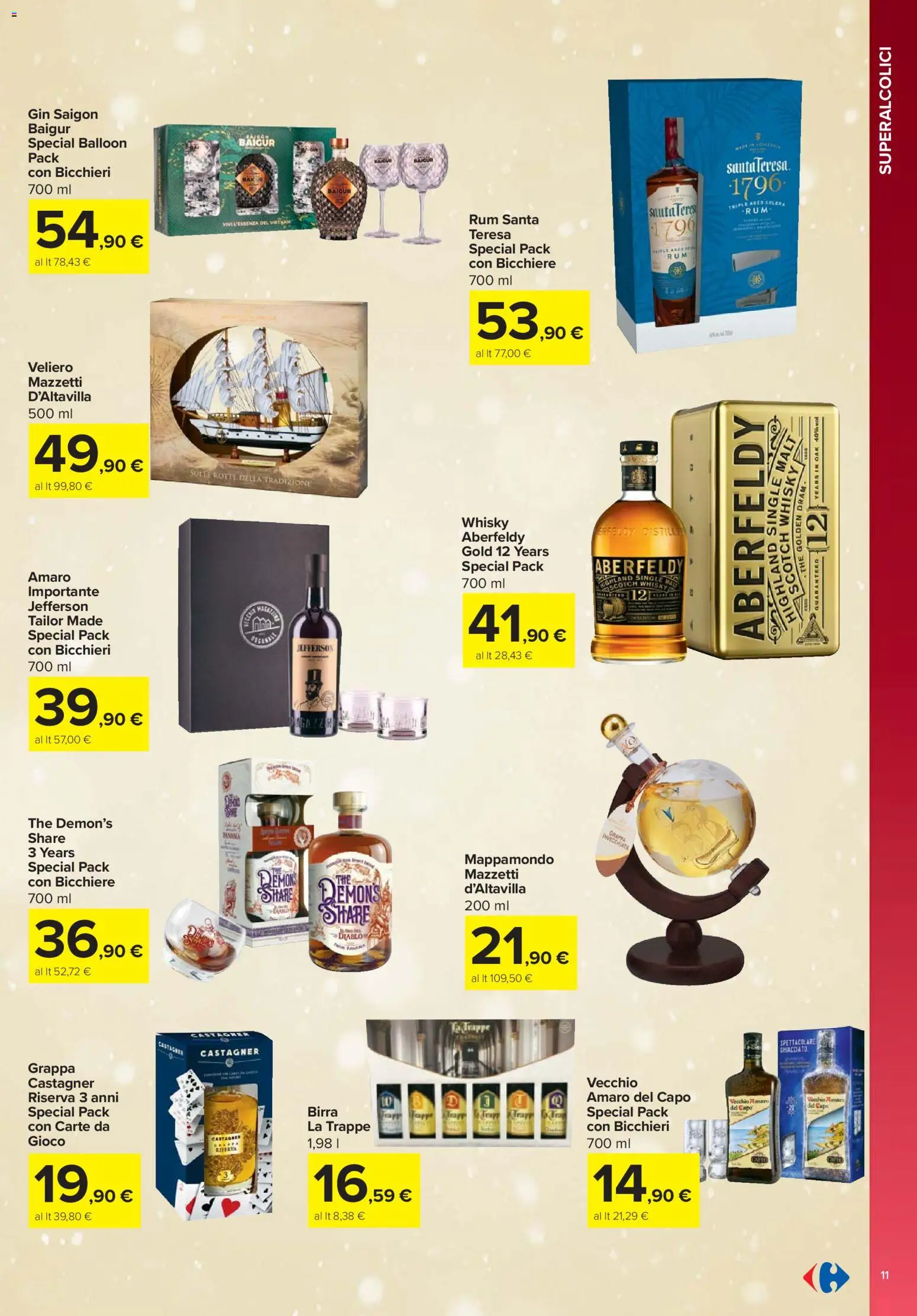 Volantino Carrefour del 13.11.2025 | Pagina: 11 | Prodotti: Birra, Whisky, Grappa, Amaro