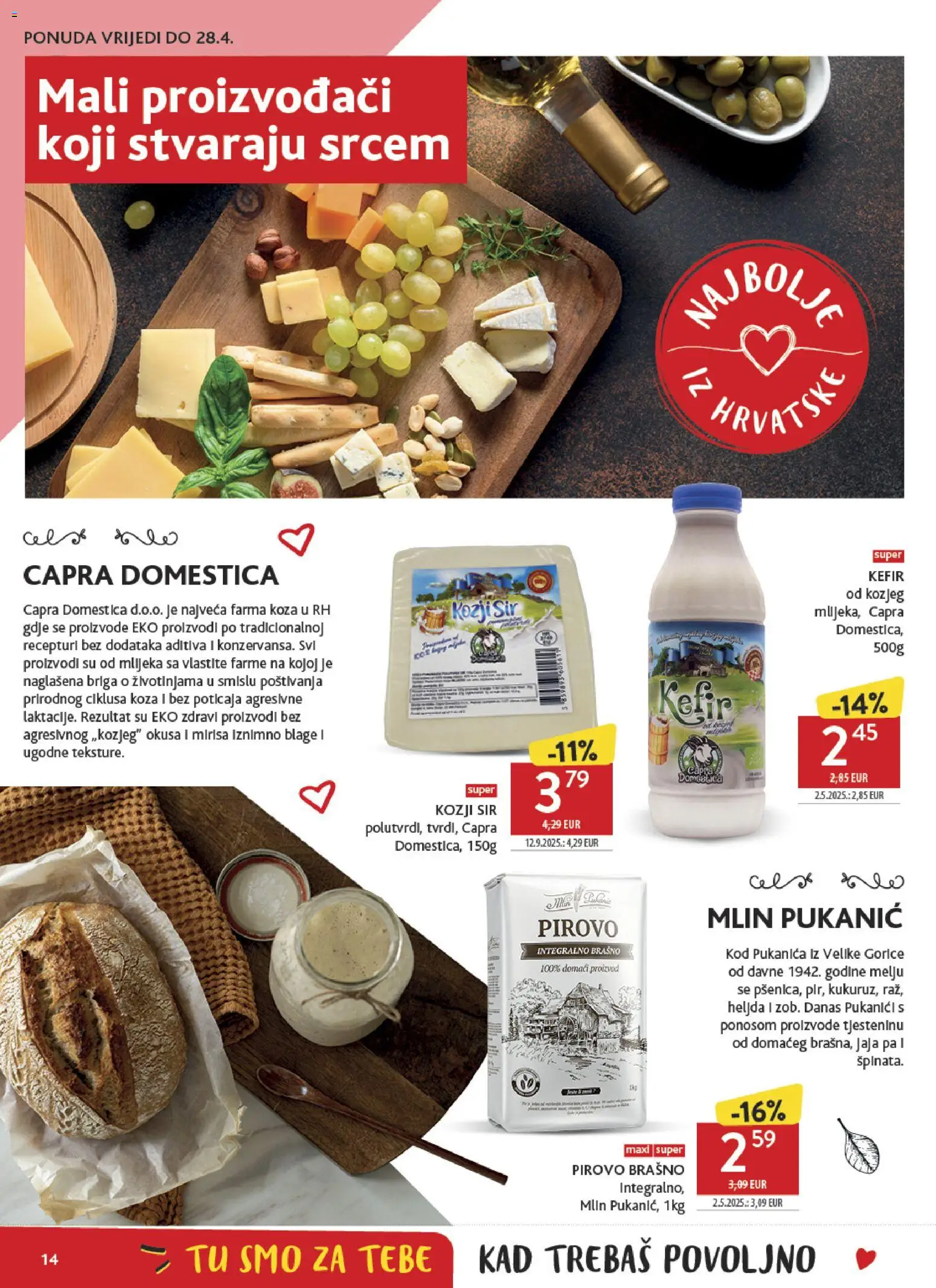 Konzum katalog | vrijedi od 15.04.2026 | Stranica: 14 | Proizvodi: Sir, Jaja, Brašno, Kefir