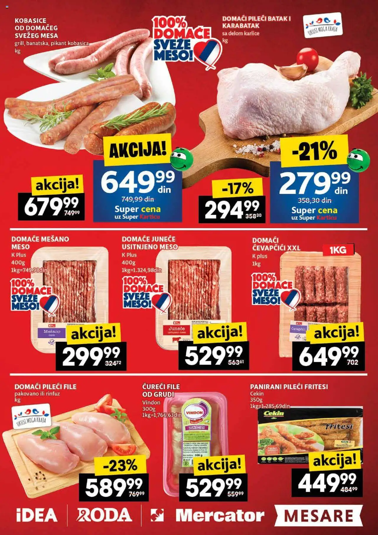 Idea katalog - važi od 16.10.2025 | Strana: 5 | Proizvode: Pileći file, Ćureći file, Pileći batak, Kobasica