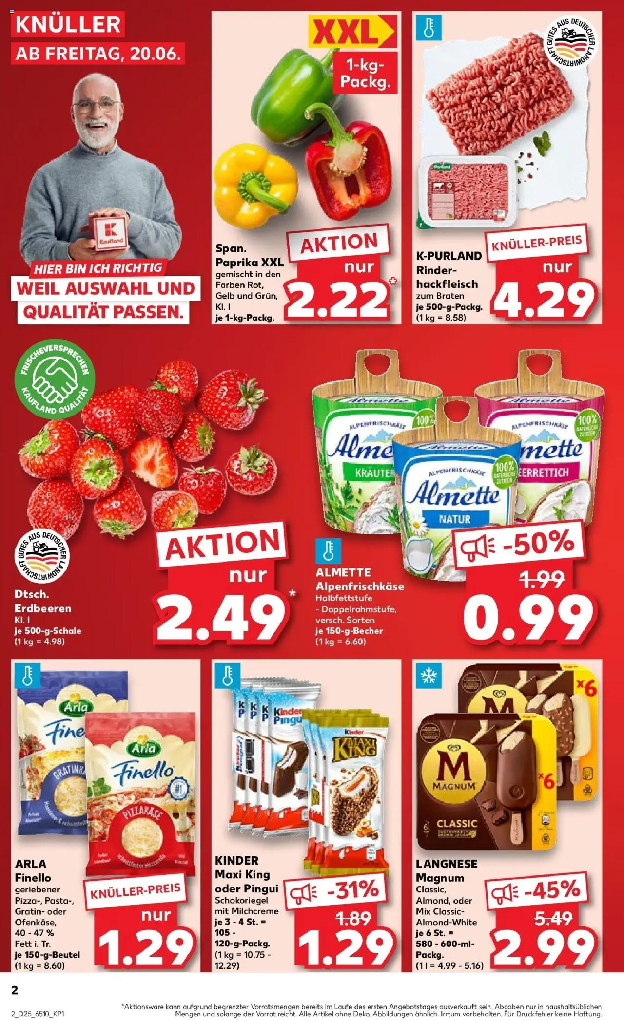 Kaufland prospekt Alsdorf	 - gültig ab dem 22.06.2025 | Seite: 15 | Produkte: Almette, Paprika, Erdbeeren, Hackfleisch