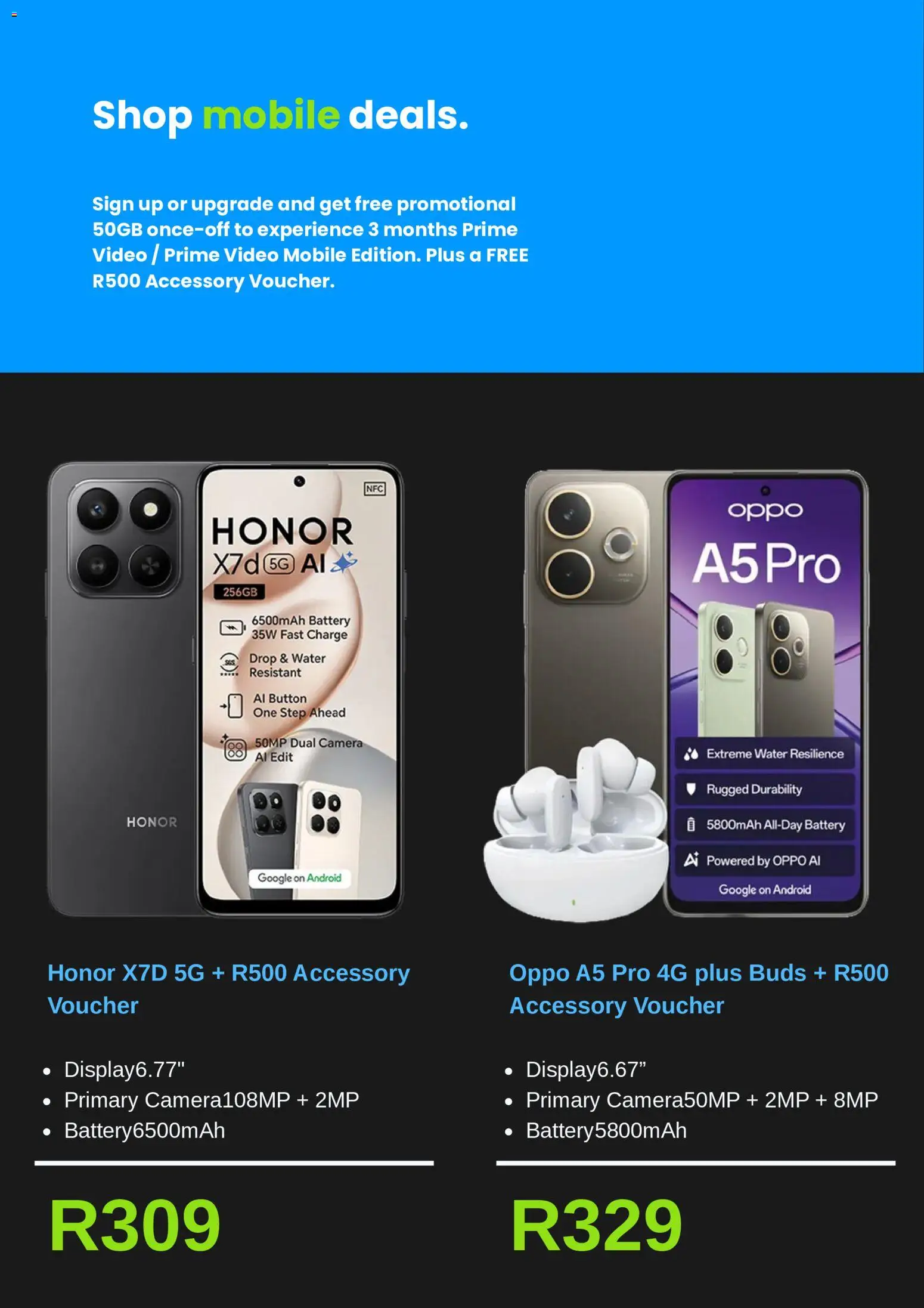 New Telkom catalogue – valid from 25.11.2025 | Page: 3 | Products: Camera, Battery, Water