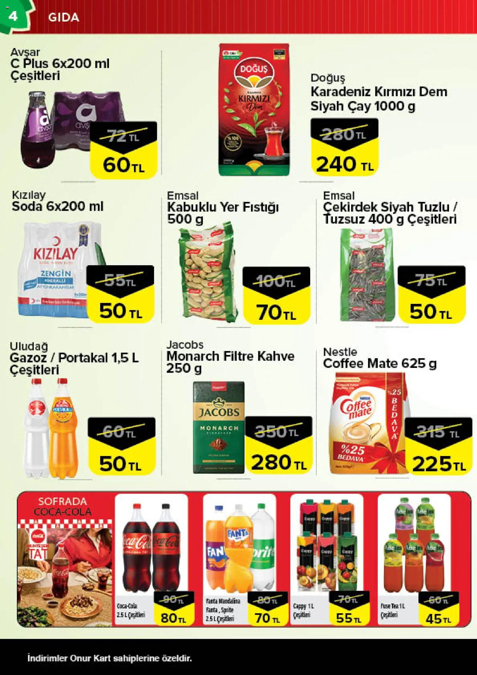 Onur Market Katalog - 16.04.2026 tarihinden itibaren geçerlidir | Sayfa: 4 | Ürünler: Portakal, Mandalina, Fanta, Sprite