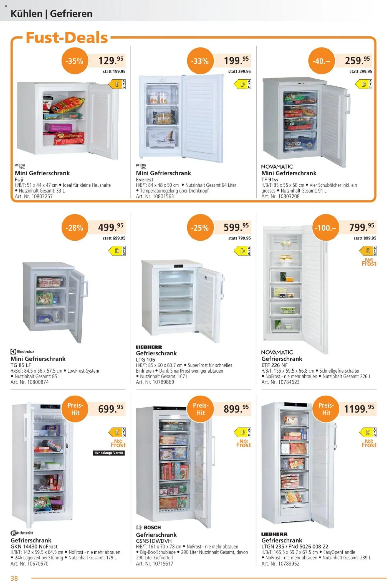 Fust Aktionen – gültig ab 26.01.2026 | Seite: 38 | Produkte: Gefrierschrank, Bosch, Liebherr