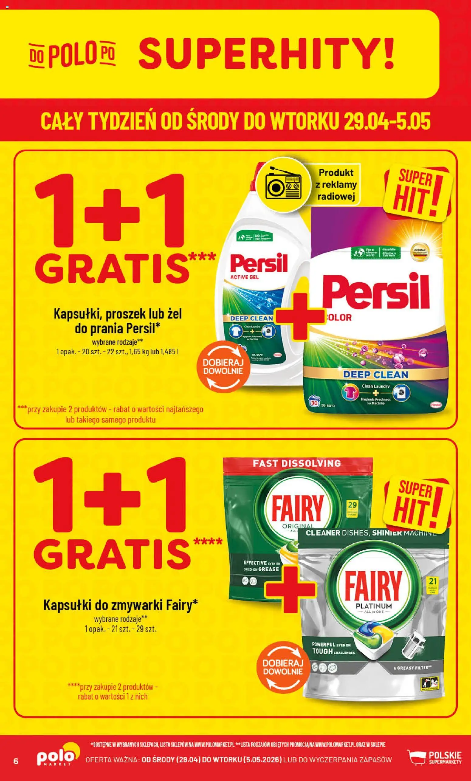 POLOmarket gazetka od 29.04.2026 | Strona: 6 | Produkty: Persil, Cleaner, Fairy, Kapsułki do zmywarki