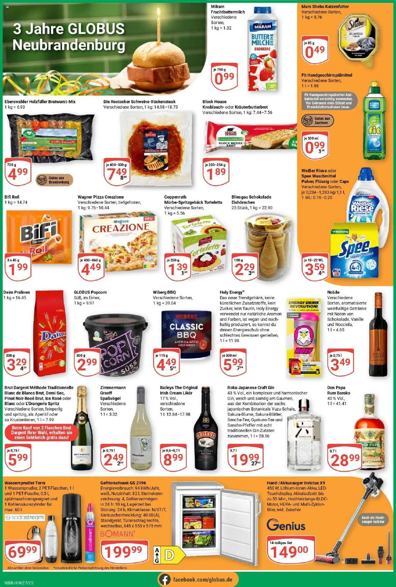 Globus prospekt Neubrandenburg	 - gültig ab dem 29.06.2025 | Seite: 2 | Produkte: Gefrierschrank, Butter, Milram, Steak