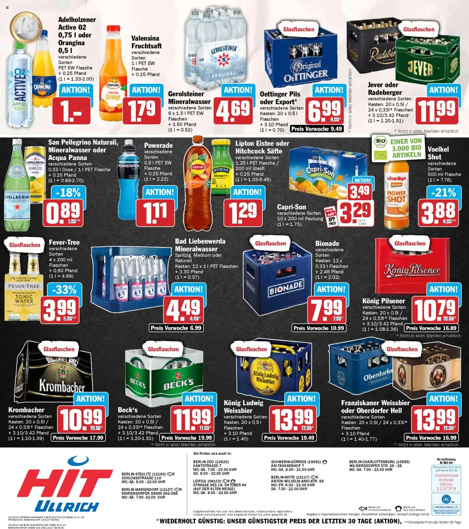 HIT Berlin – gültig ab 19.01.2026 | Seite: 19 | Produkte: Konig pilsener, Pils, Adelholzener, Bionade