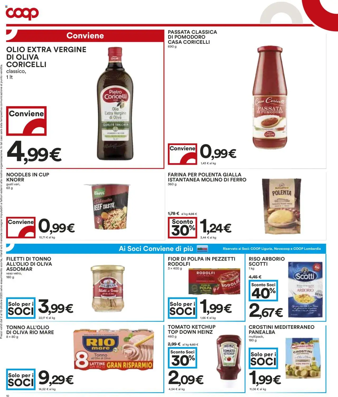 Volantino COOP del 02.10.2025 | Pagina: 10 | Prodotti: Ketchup, Olio, Top, Tonno