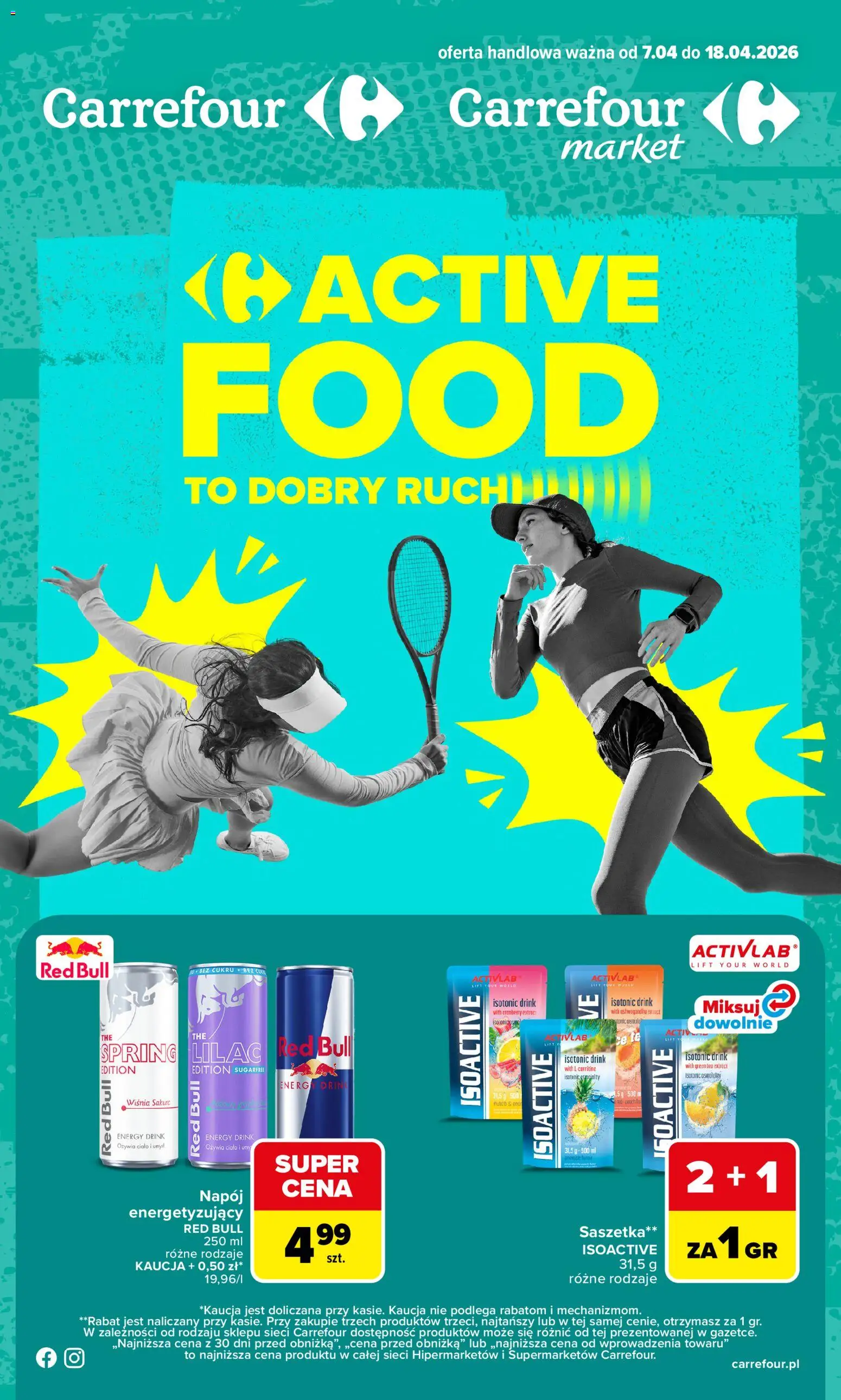 Carrefour gazetka - Active food to dobry ruch od 07.04.2026 | Strona: 1 | Produkty: Red bull