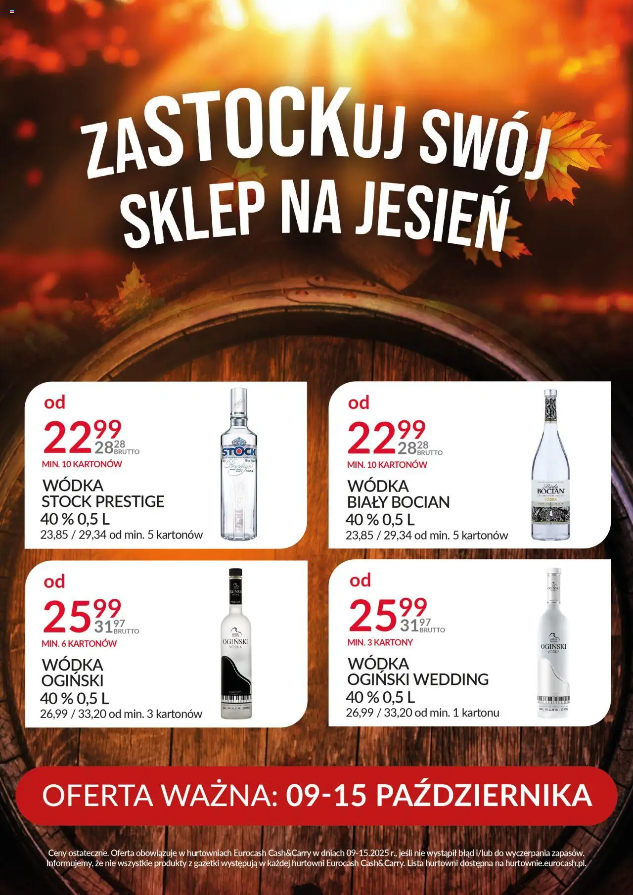 Eurocash Gazetka alkoholowa Stock od 09.10.2025 | Strona: 1 | Produkty: Ogiński, Wódka Stock, Wódka Ogiński, Wódka