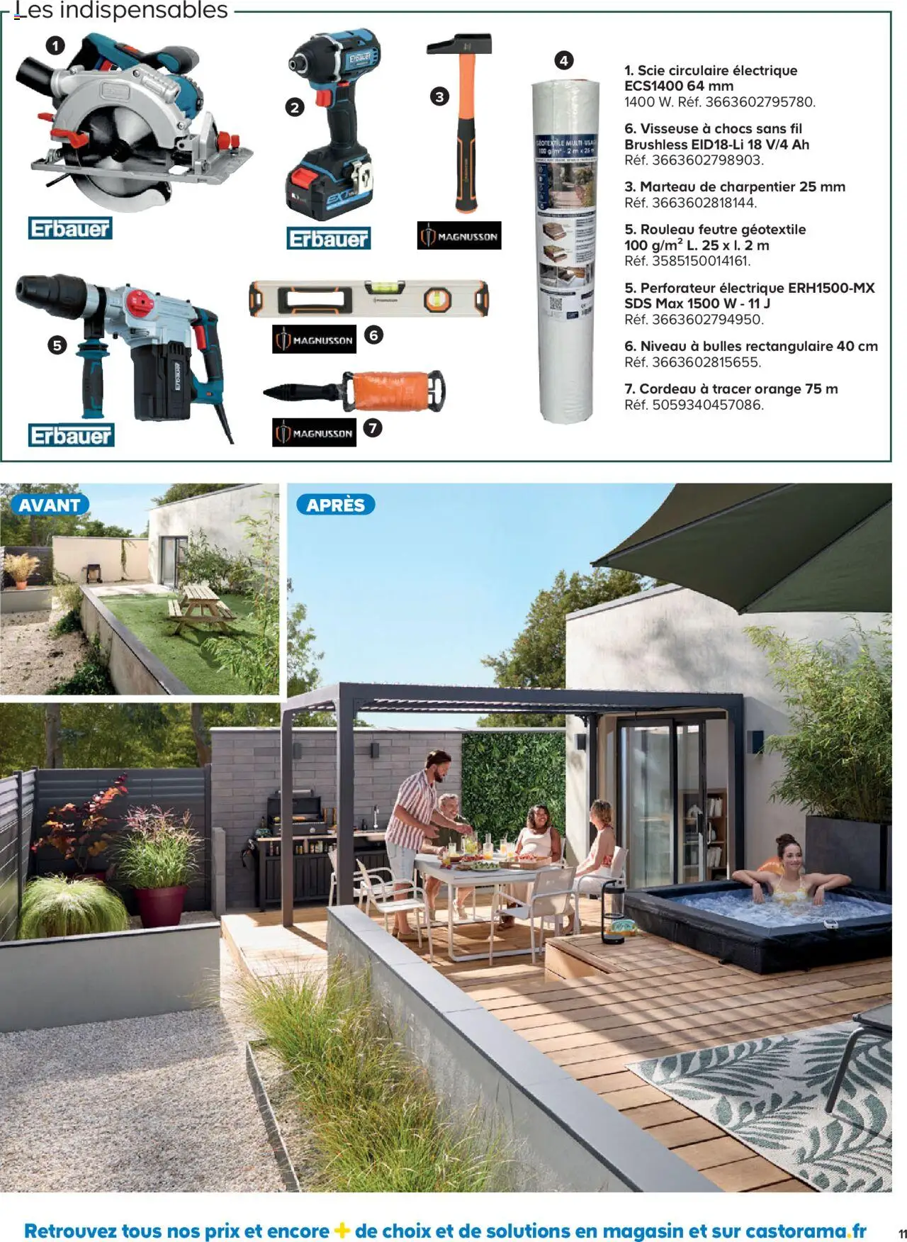  | Page: 11 | Produits: Orange, Scie circulaire, Rouleau, Géotextile