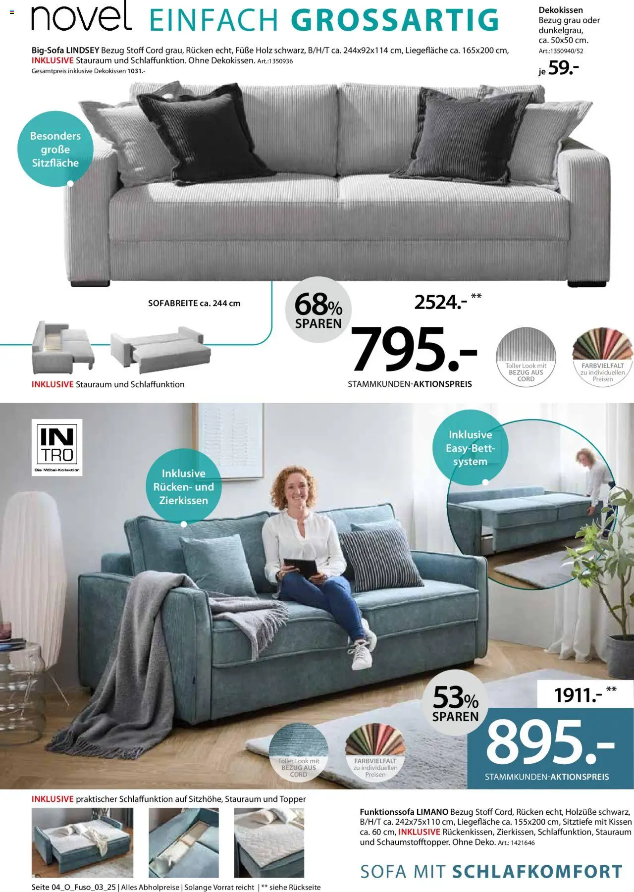 Zurbrüggen Schlafsofa Spezial – gültig ab 12.09.2025 | Seite: 4 | Produkte: Bigsofa, Kissen, Sofa, Topper