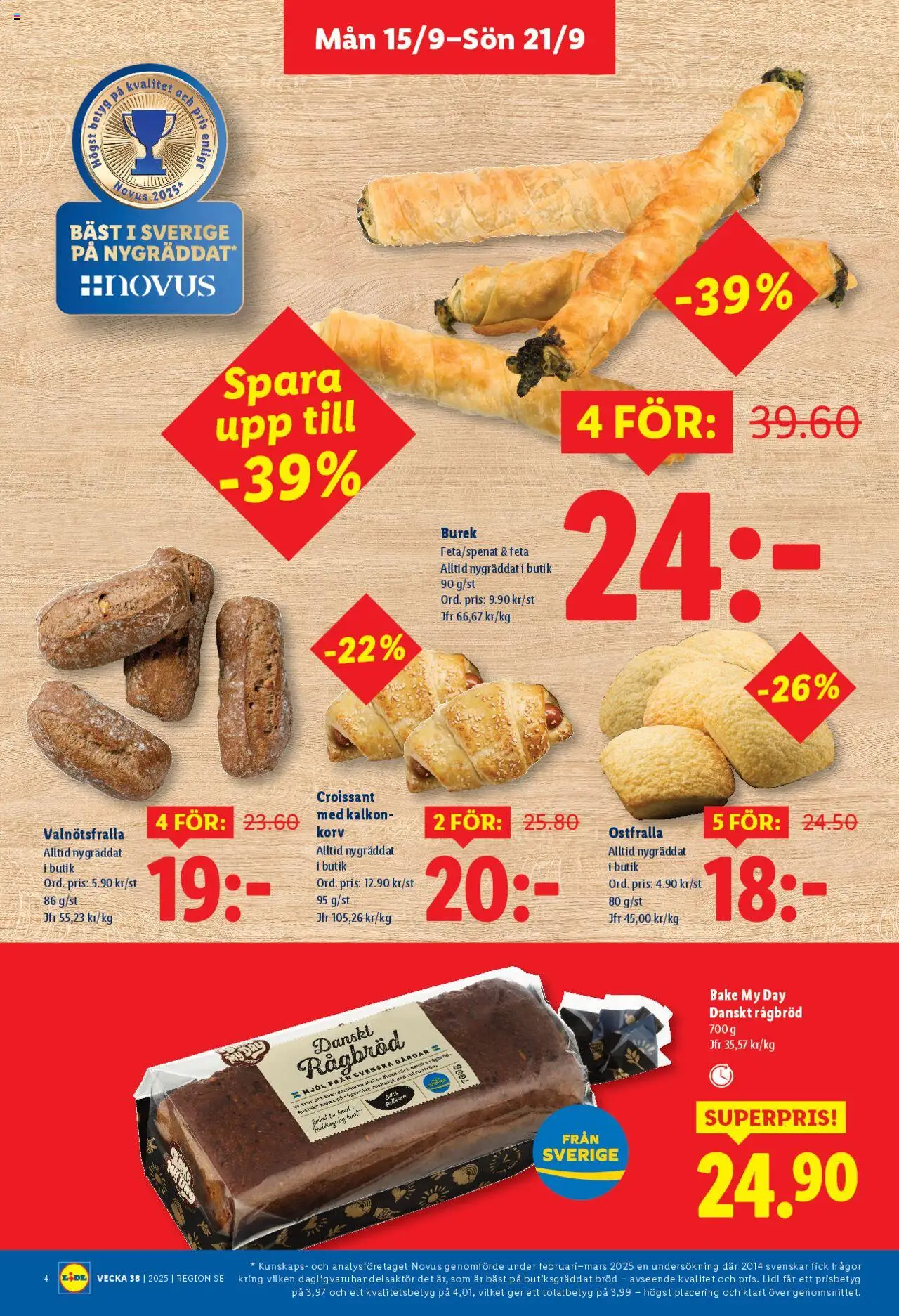 Lidl reklamblad aktuell från 15.09.2025 | Sida: 4 | Produkter: Bröd, Kalkon