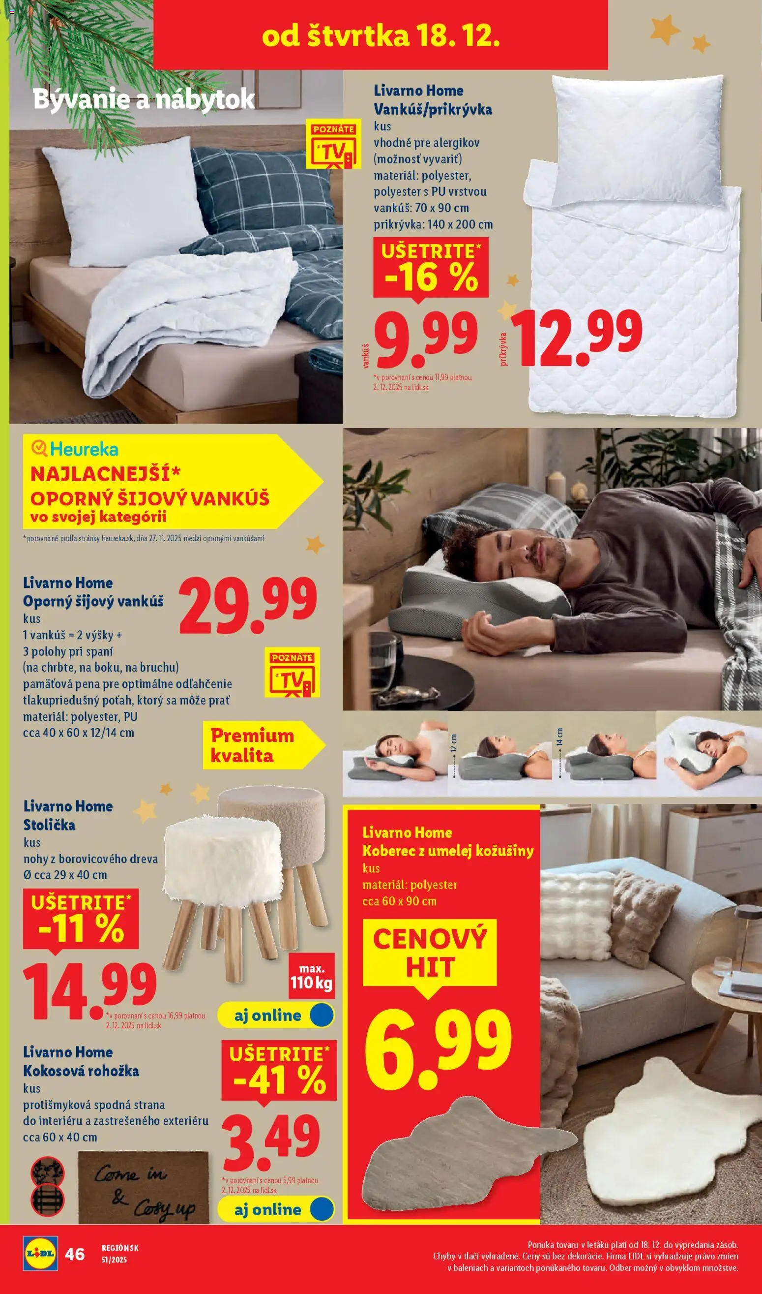 Nové Lidl akcie – leták je platný od 18.12.2025 | Strana: 26 | Produkty: Nábytok, Rohožka, Vankúš, Koberec