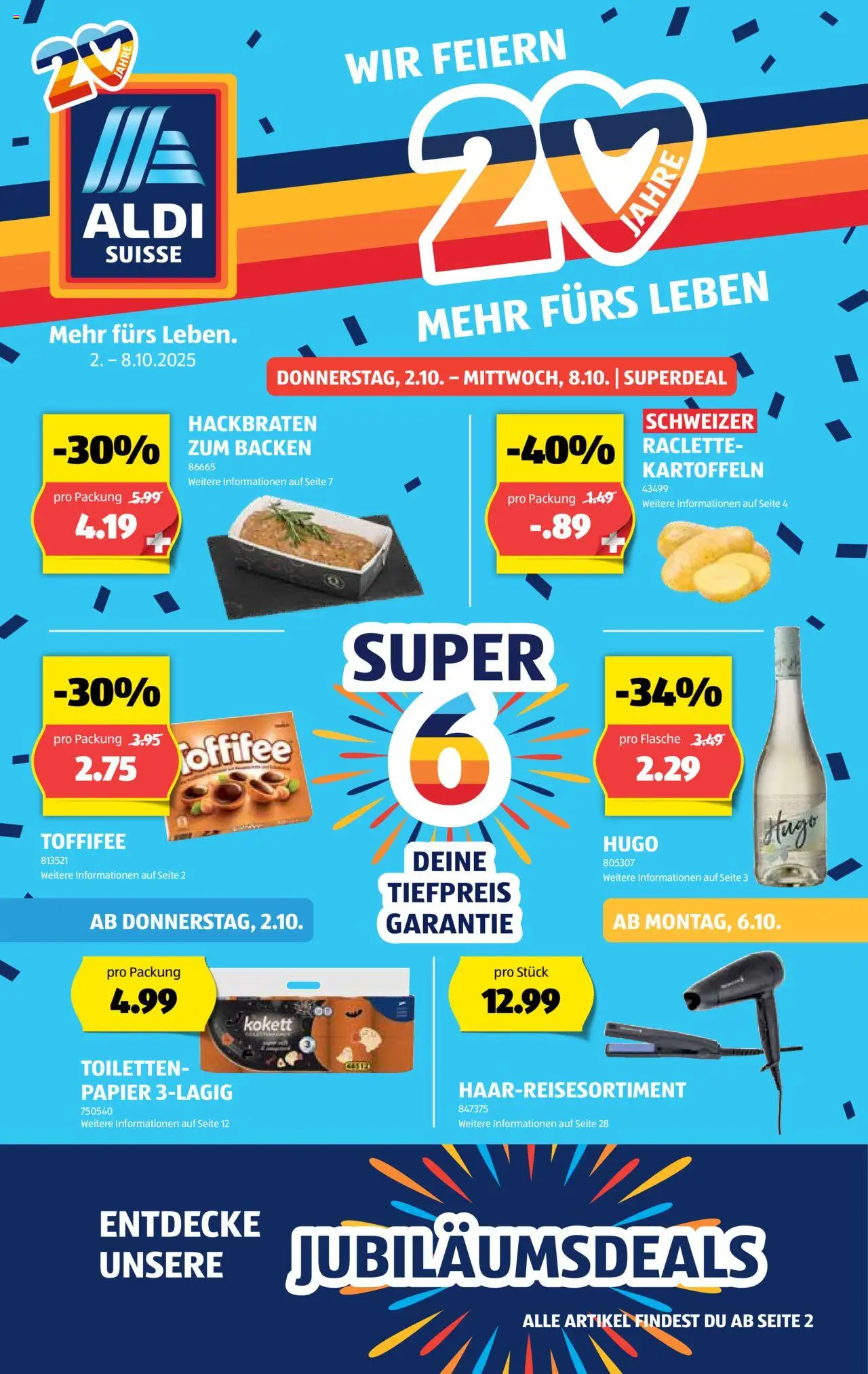 Aldi Aktionen – gültig ab 02.10.2025 | Seite: 2 | Produkte: Kartoffeln, Raclette