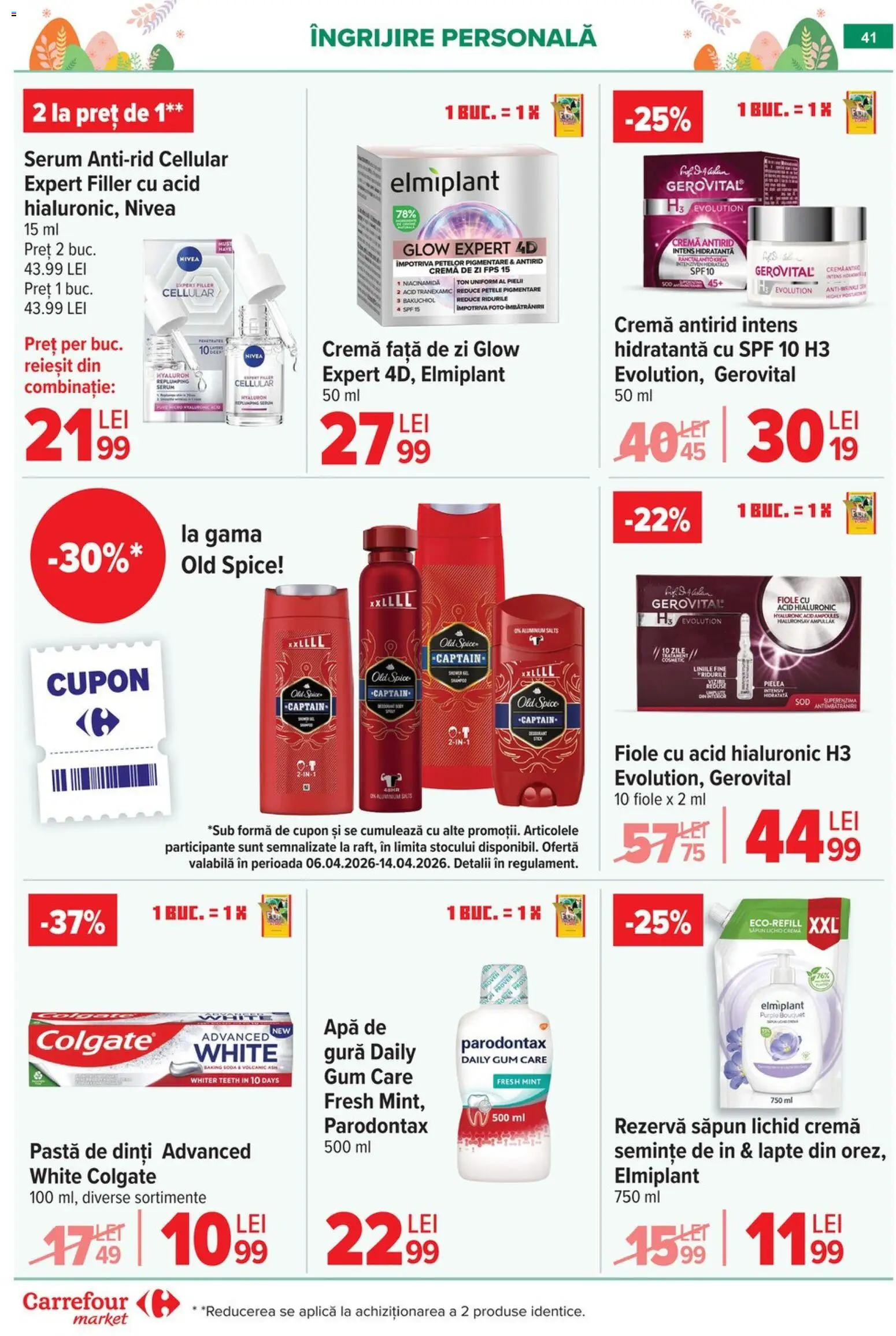 Noul catalog Carrefour – valabil de la 06.04.2026 | Pagină: 46 | Produse: Cremă de zi, Lapte, Cremă, Rezervă săpun