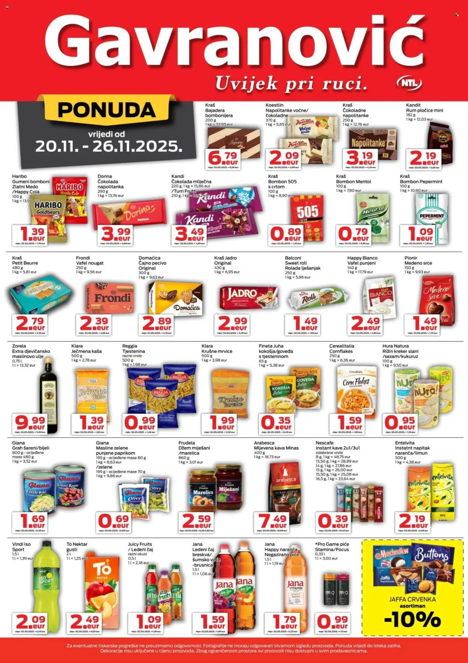 Gavranović katalog | vrijedi od 20.11.2025 | Stranica: 3 | Proizvodi: Bomboni, Džem, Pecivo, Brusnica