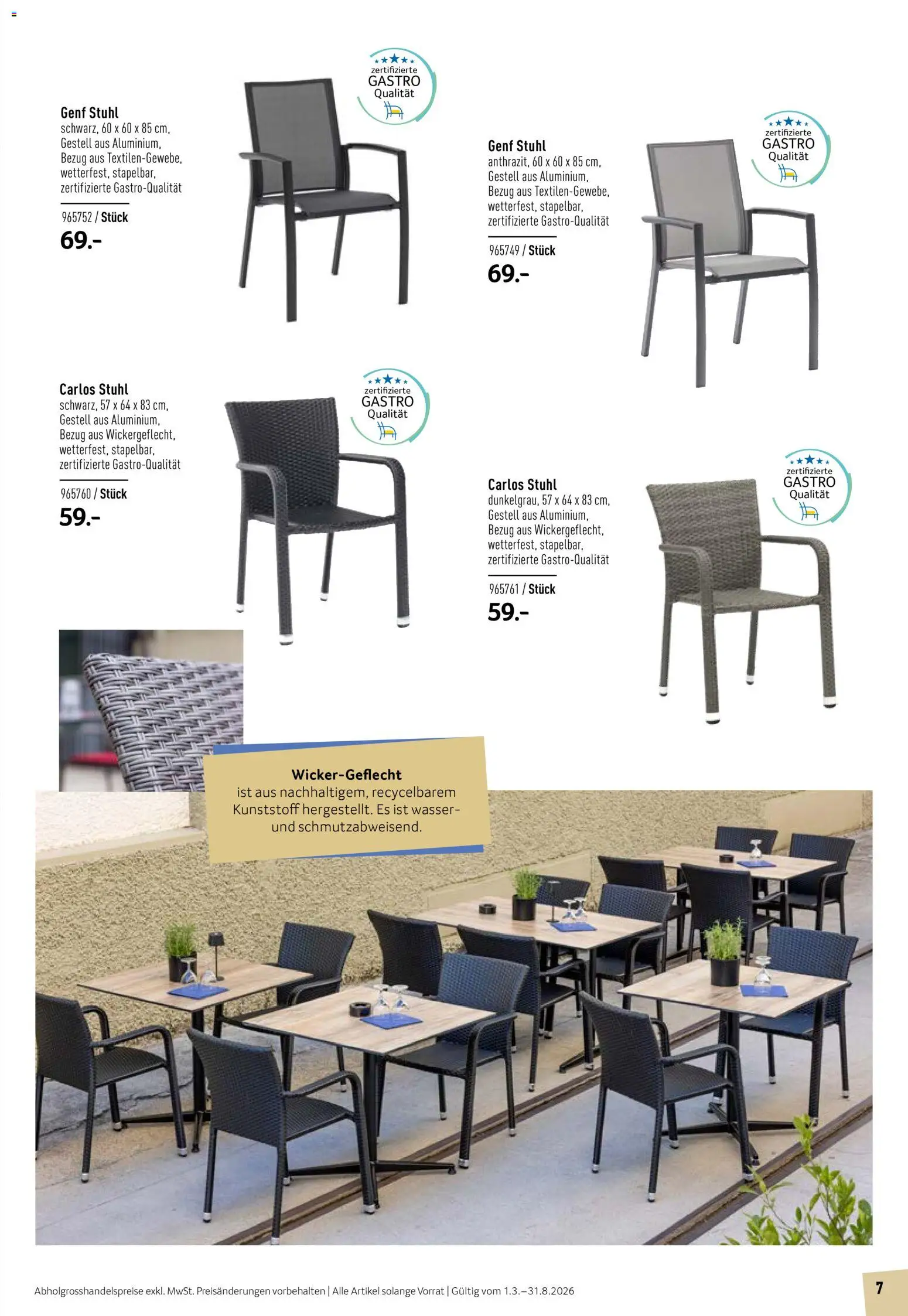 Prodega Aktionen Outdoor-Ausstattung – gültig ab 01.03.2026 | Seite: 7 | Produkte: Stuhl, Wasser