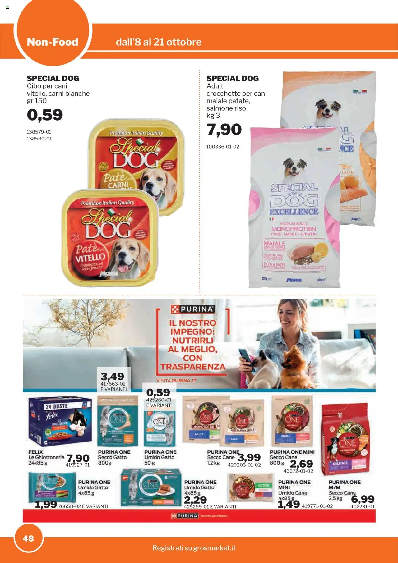Volantino Sogegross del 08.10.2025 | Pagina: 48 | Prodotti: Maiale, Salmone, Riso, Crocchette