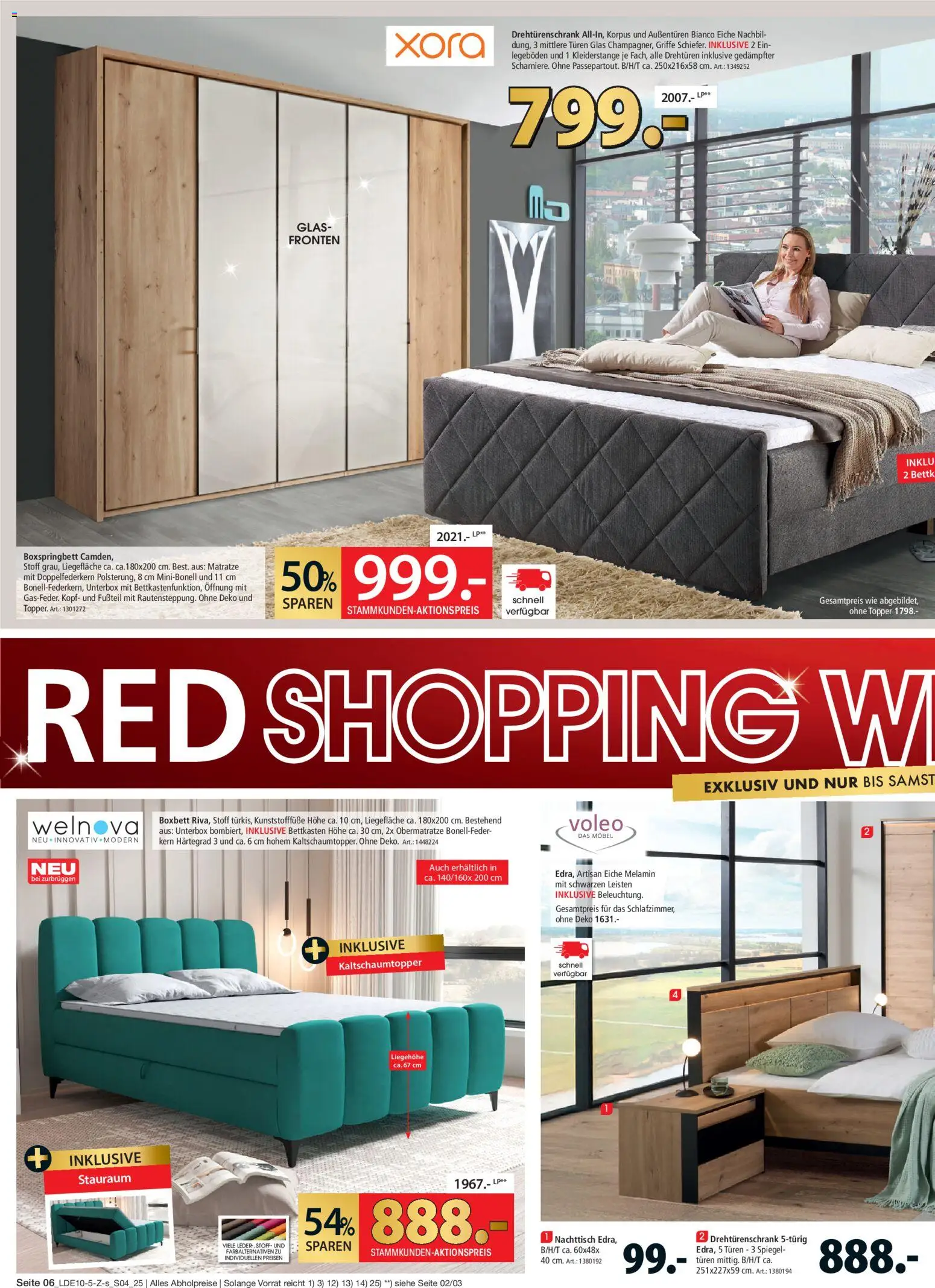 Zurbrüggen Red Shopping Week – gültig ab 28.10.2025 | Seite: 6 | Produkte: Nachttisch, Boxspringbett, Topper, Spiegel